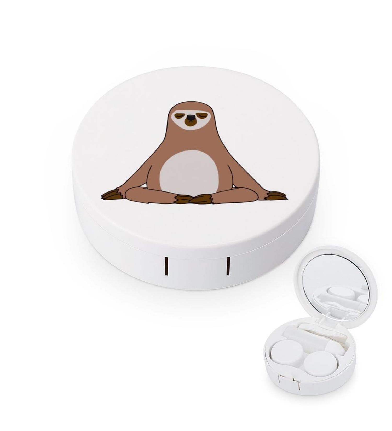 Yoga Sloth Contact Lens Travel Kit - Cute Portable Box with Mirror for Daily Use | International Shipping - Buy Online on GoSupps.com