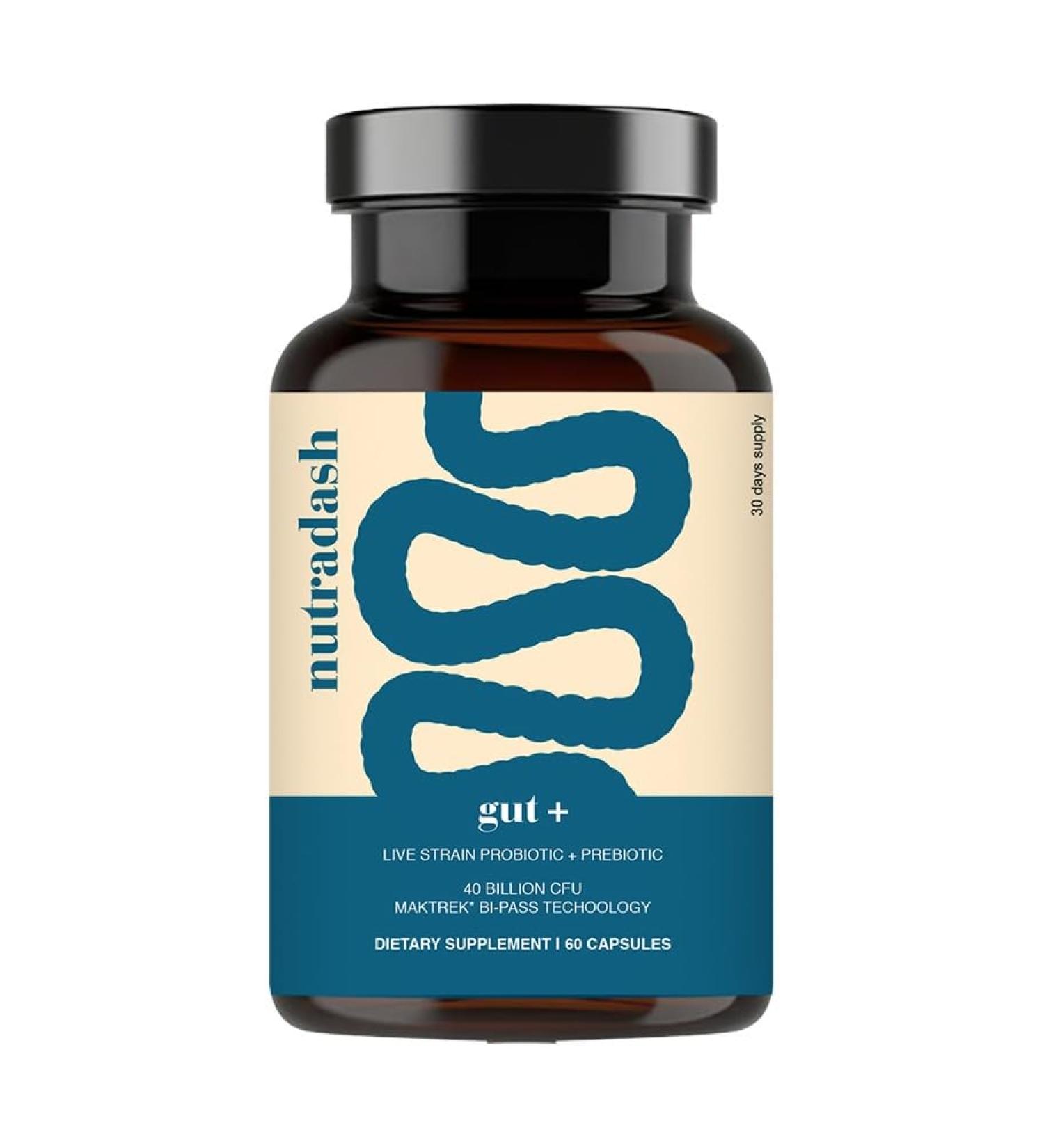 nutradash Gut Probiotics for Women - Gut+ Probiotic Supplement - Gut Probiotics for Men (60 Capsules - 1 Month Supply)