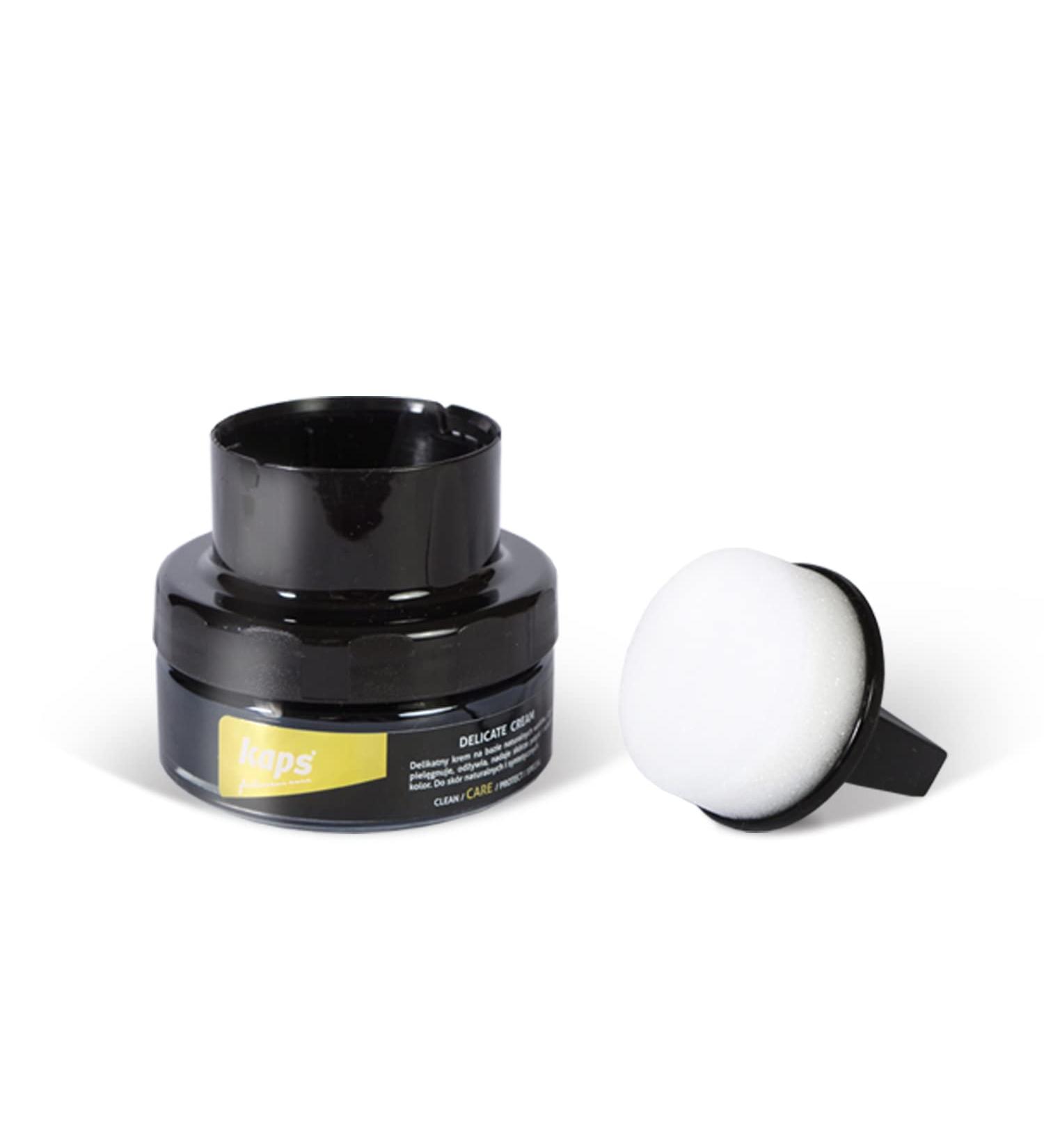 Kaps Shoe Cream with Sponge Applicator Intensive Leather Care and Nourishing Delicate 70 colours 118 - Black - Buy Online on GoSupps.com