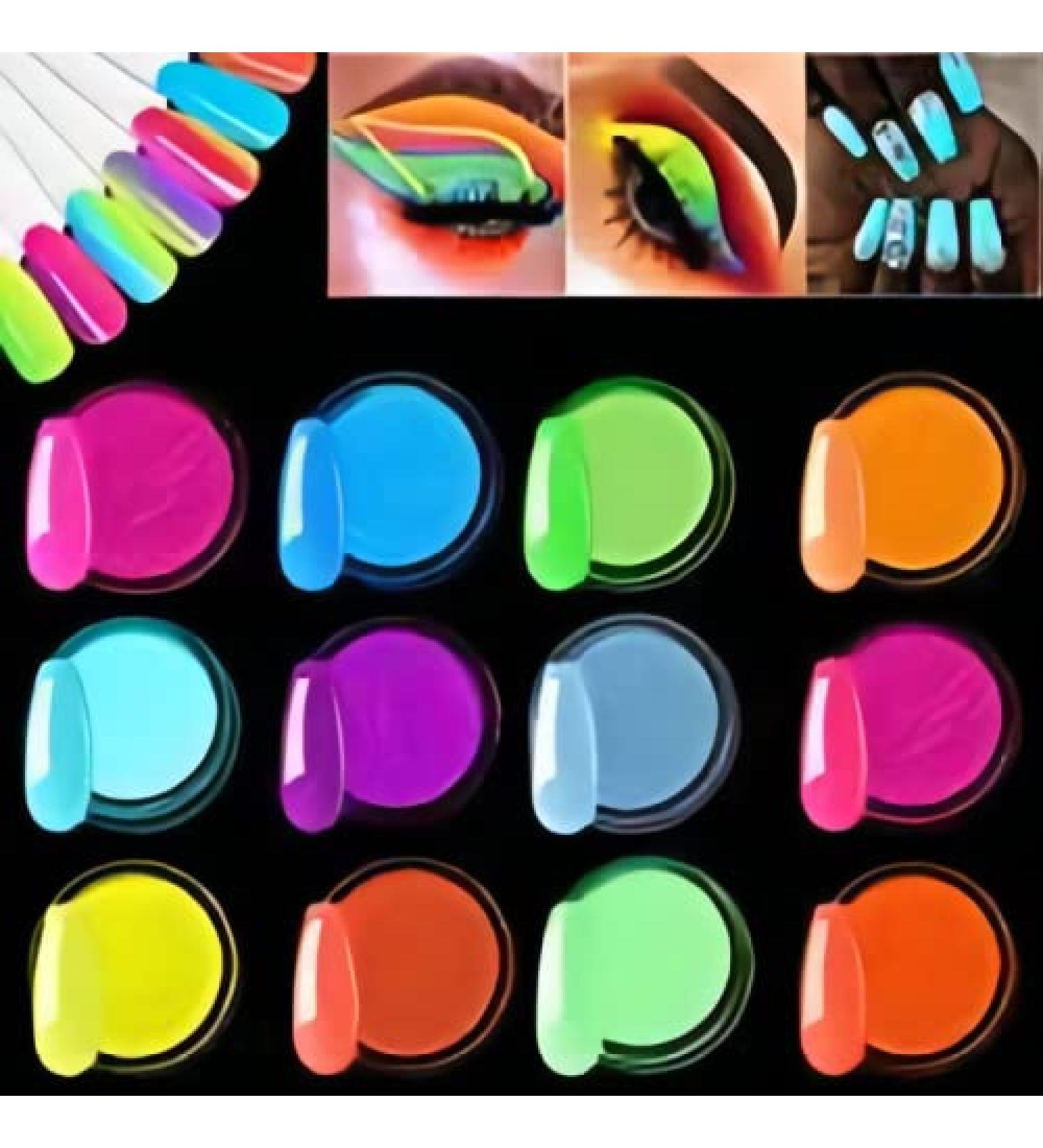 Ebanku 12 Vibrant Neon Nail Glitter Powder - Rainbow Nail Art Decoration for Stunning Gel Nails | International Shipping Available - Buy Online on GoSupps.com