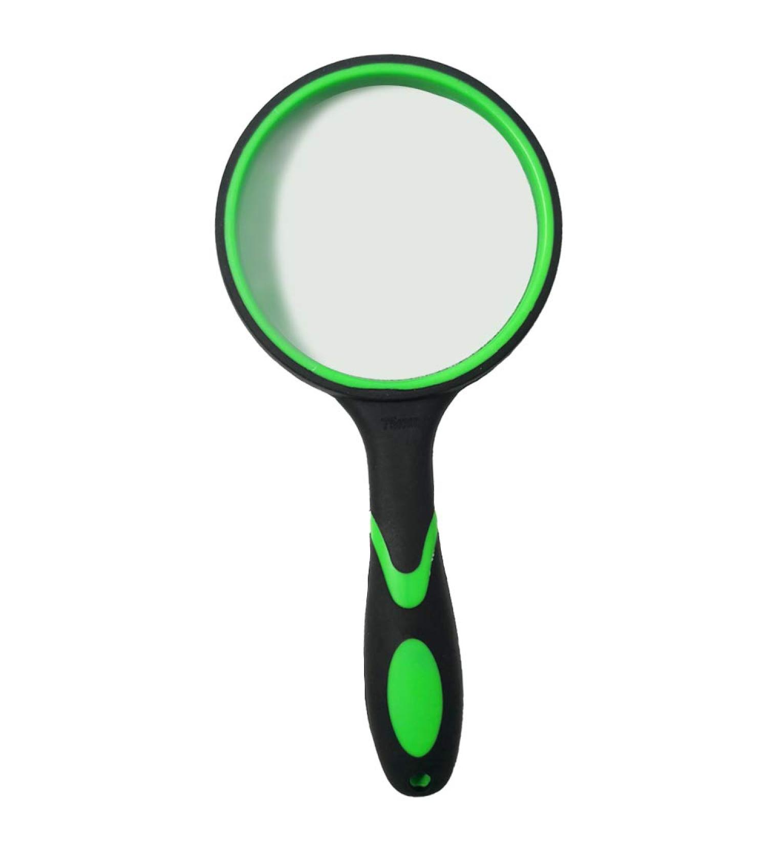 Lupe 10x Handheld Magnifying Glass - 75mm Break-Proof Lens for Reading Inspection & Insects - Non-Slip Soft Rubber Grip (Green) - Buy Online on GoSupps.com