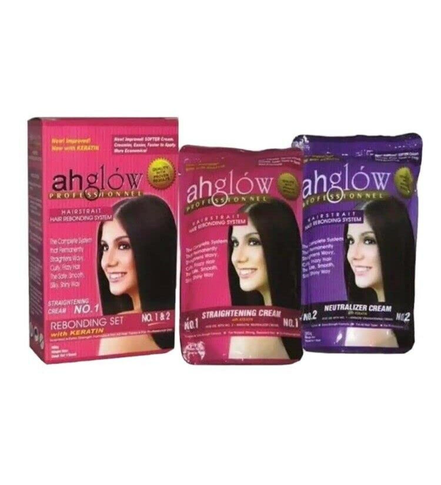 AHGLOW Hair Straightening and Rebonding System with Keratin - Extra Strength Formula for Smooth, Silky, Shiny Hair - 165g - Buy Online on GoSupps.com