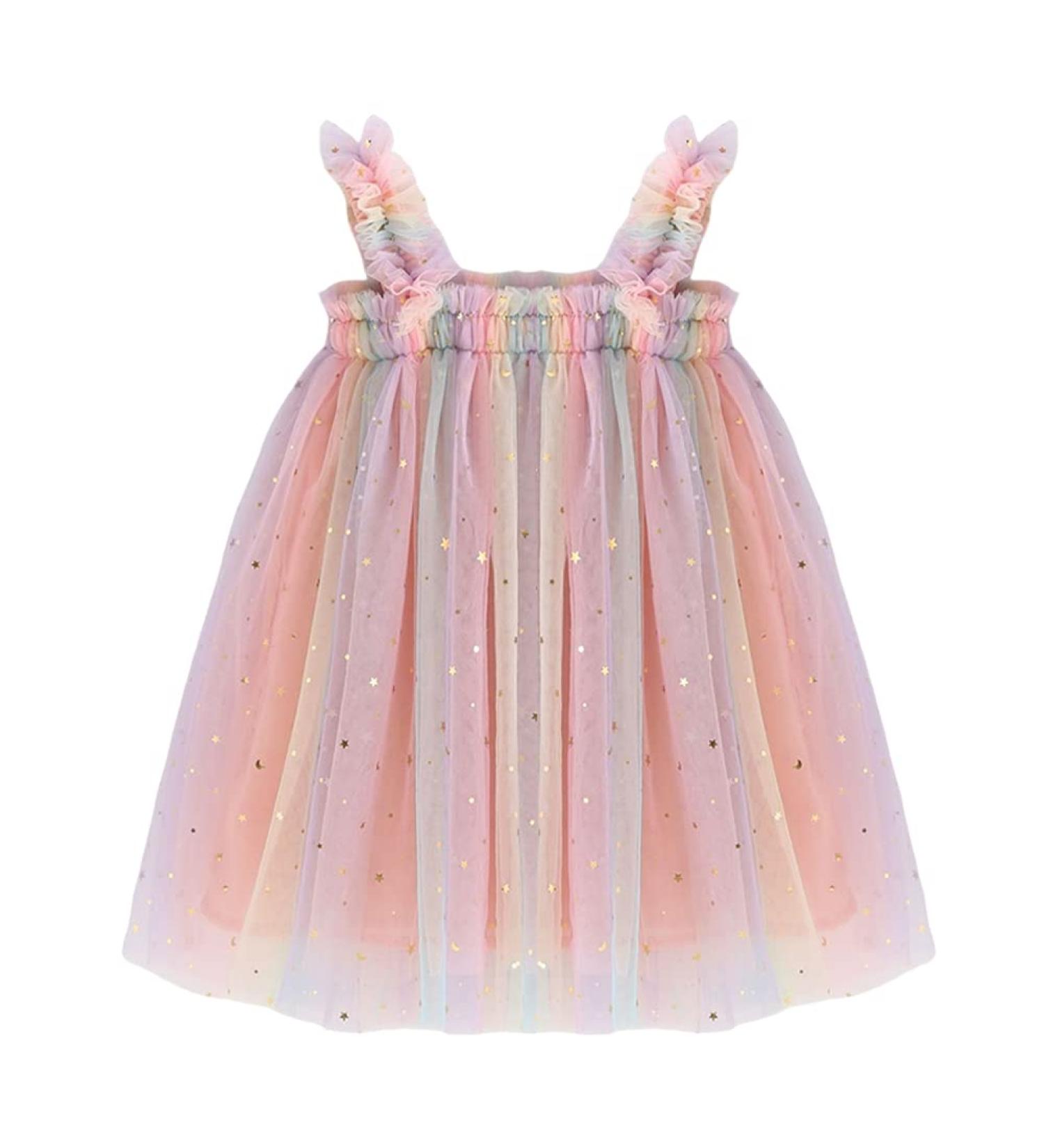 PythJooh Baby Girl Tulle Dress - Sleeveless Butterfly Wings Tutu Princess Dress for Toddler Girls - Starry Pink Sundress for 12-18 Months - Buy Online on GoSupps.com