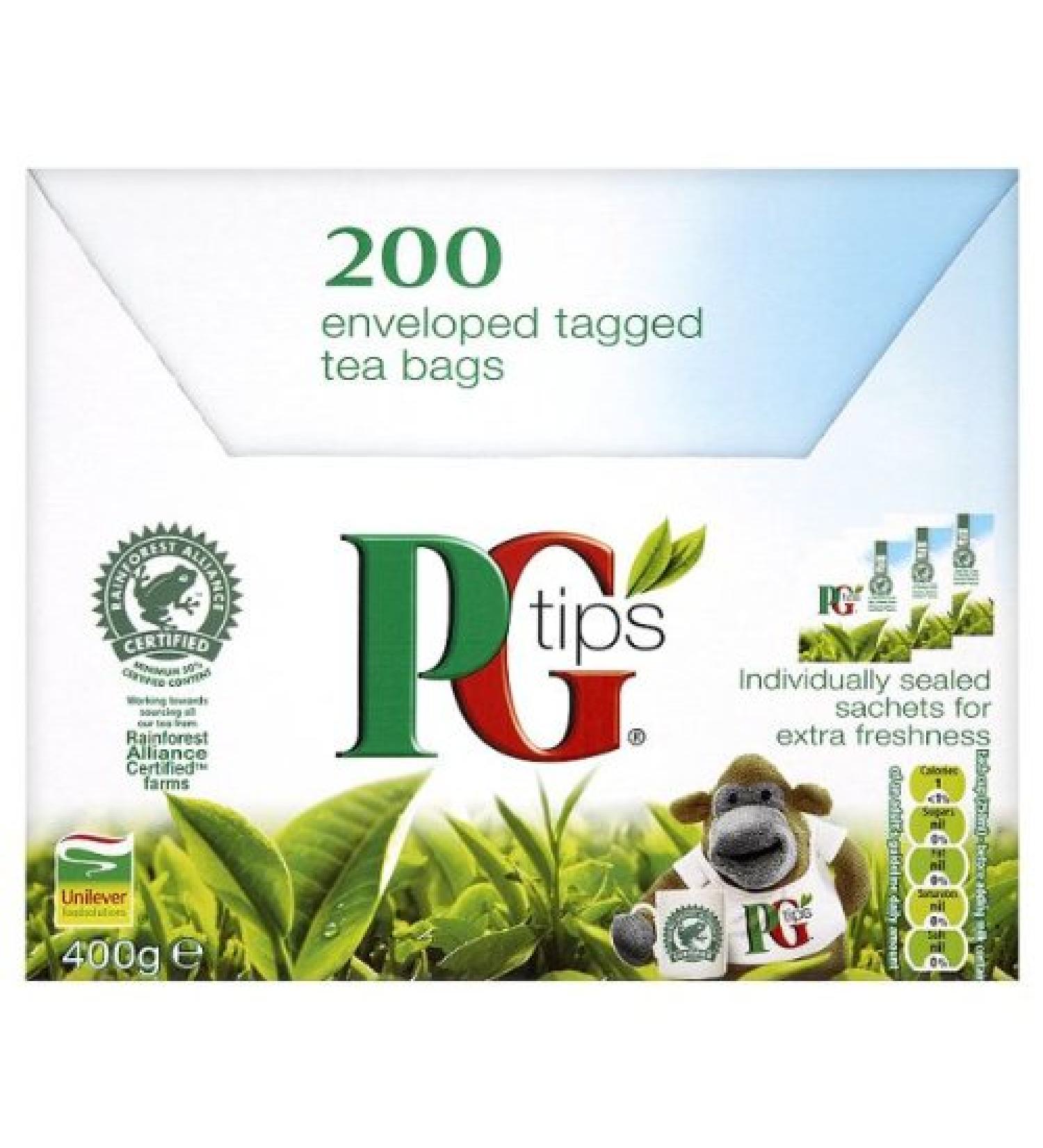 PG tips PG Tips Pack of 200 labeled wrapped tea bags 400g