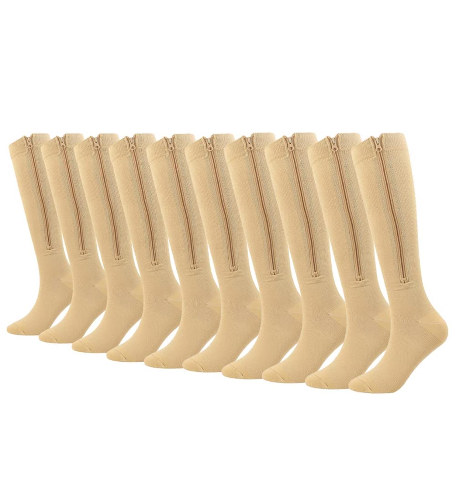 Valcatch Compression Socks for Men | 1 2 or 5 Pairs | 20-30 mmHg Zip Closure | Perfect for Running Walking Hiking | S-M Size - Buy Online on GoSupps.com