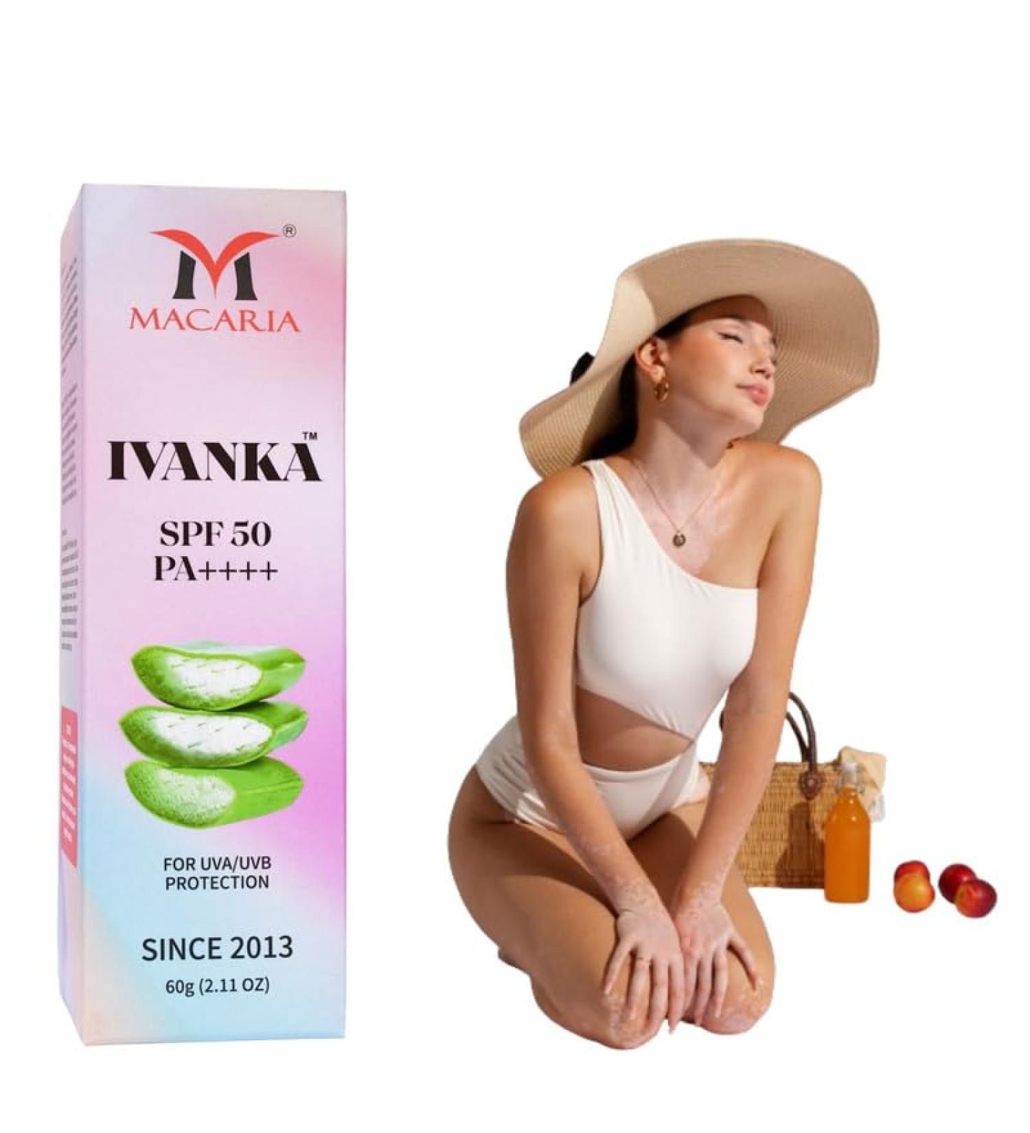 Macaria Cosmetics Ivanka SPF 50 Daily Sunscreen Cream Gentle Lotion Nourishes Dry Skin With Moisture Soothing Aloe Vera TravelSize - Buy Online on GoSupps.com