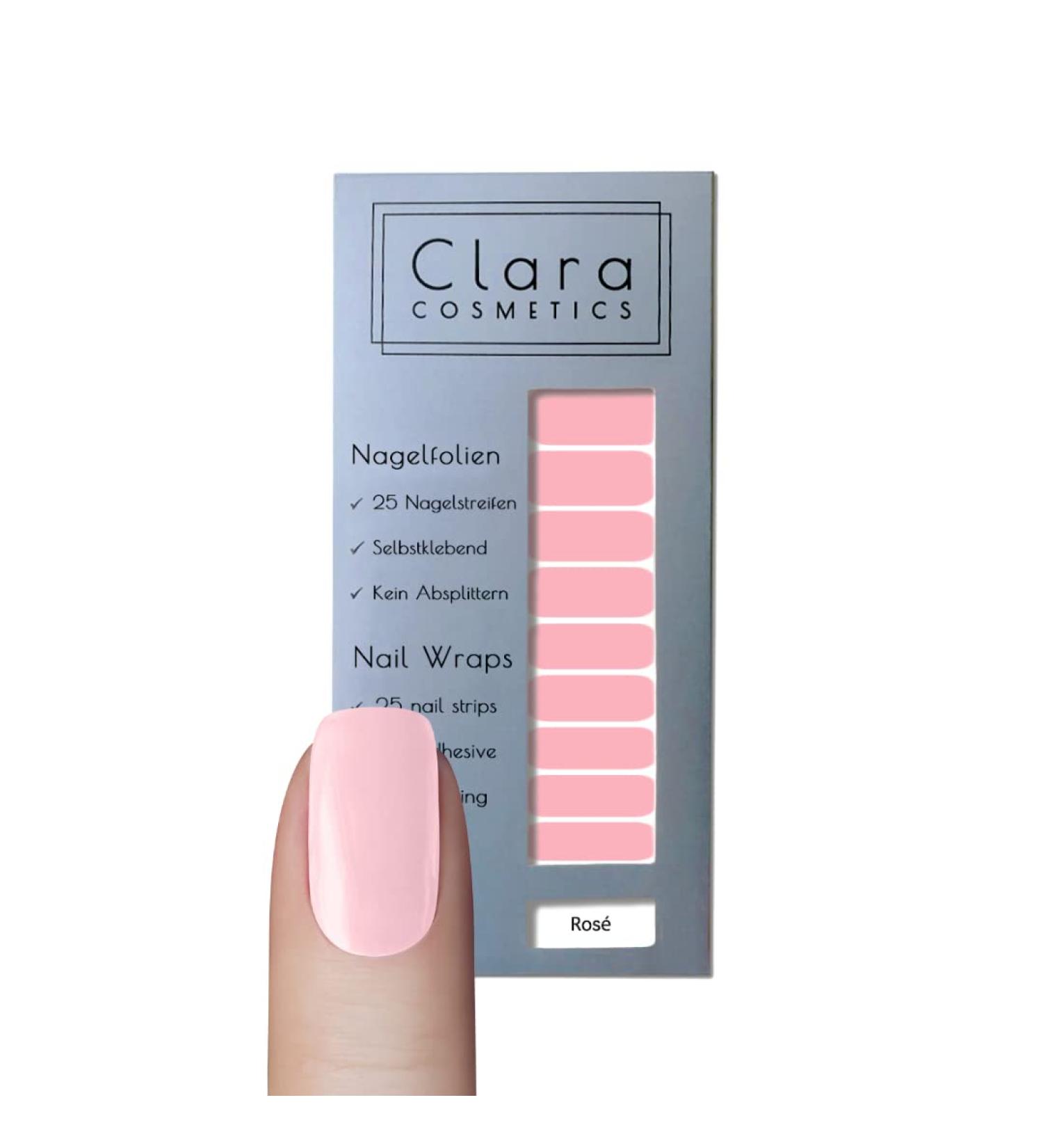 Clara Cosmetics Nail Polish - 25 Self-Adhesive Nail Films Test Winner 2022 Trend Colors in Ros Up to 4 Applications - Buy Online on GoSupps.com