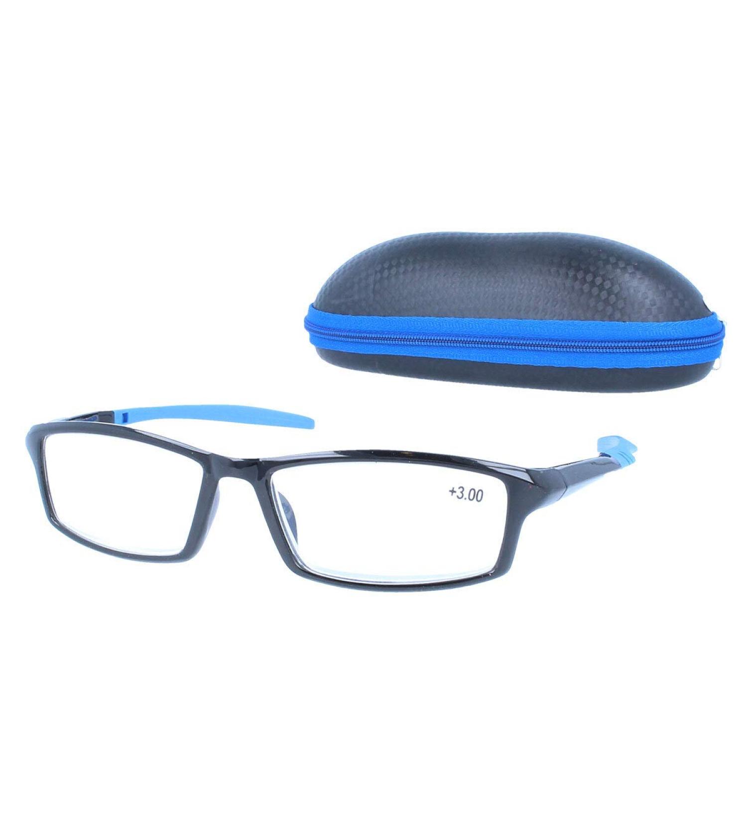 sporty reading glasses/ reading aid with blue temple ends + 2.0 + 2.0 Blue