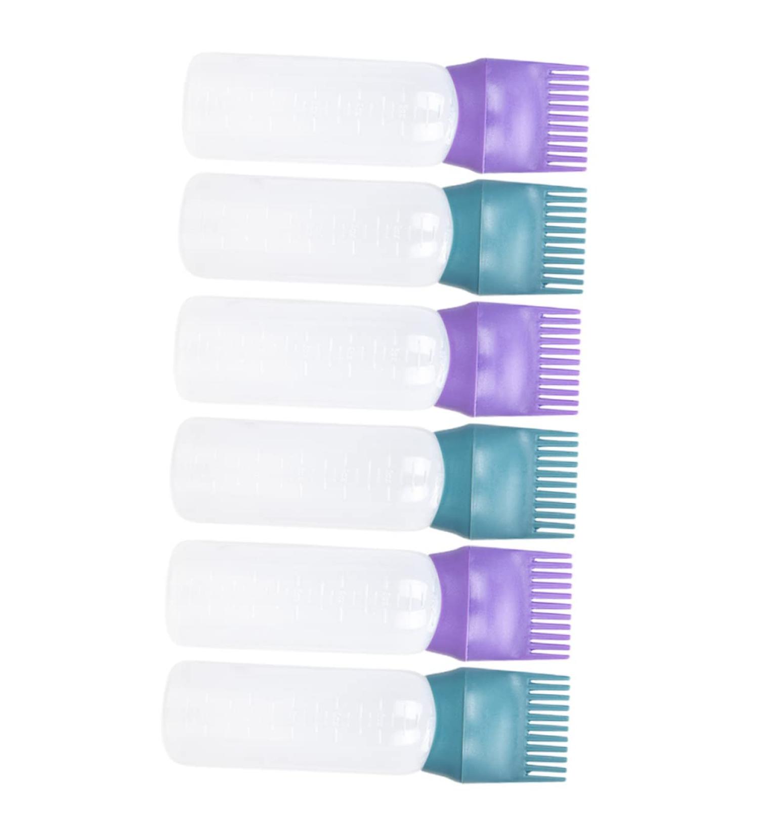 iplusmile Lot de 6 Flacons Applicateurs Peigne 100 Ml Plastique Vert Fonc et Violet Fonc pour Coloration et Huile Capillaire Usage Professionnel et Particulier pour Teinture - Buy Online on GoSupps.com