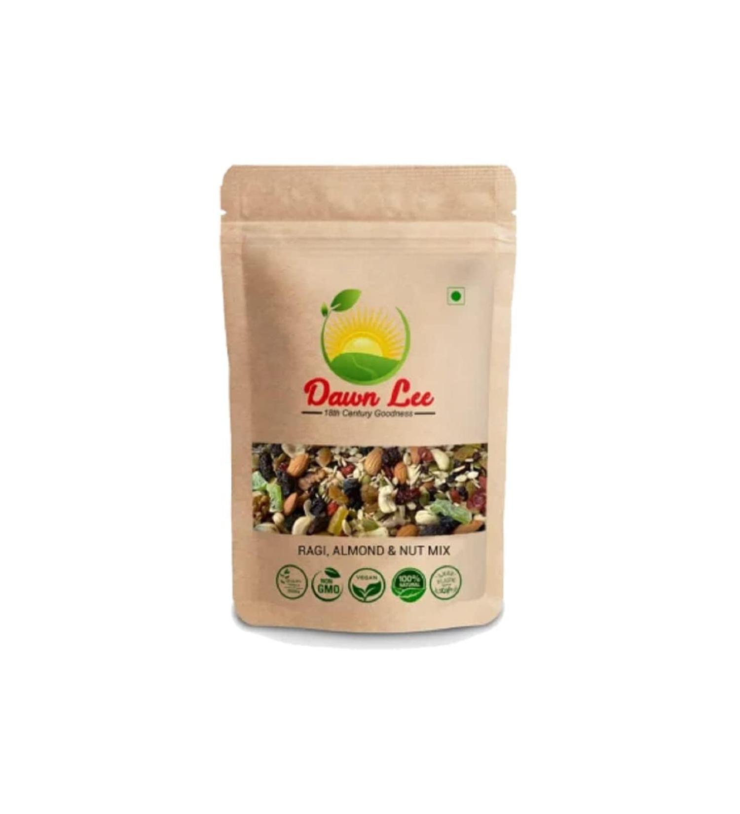 Dawn Lee Superfood Mix Ragi Breakfast - Ragi Almond & Nut Mix175 Gram - Healthy Mixture - Raw Super Seeds - Wholesome Snack - Healthy Snacks - Diet Protein - Gluten Free - Natural Dry Fruits - Buy Online on GoSupps.com
