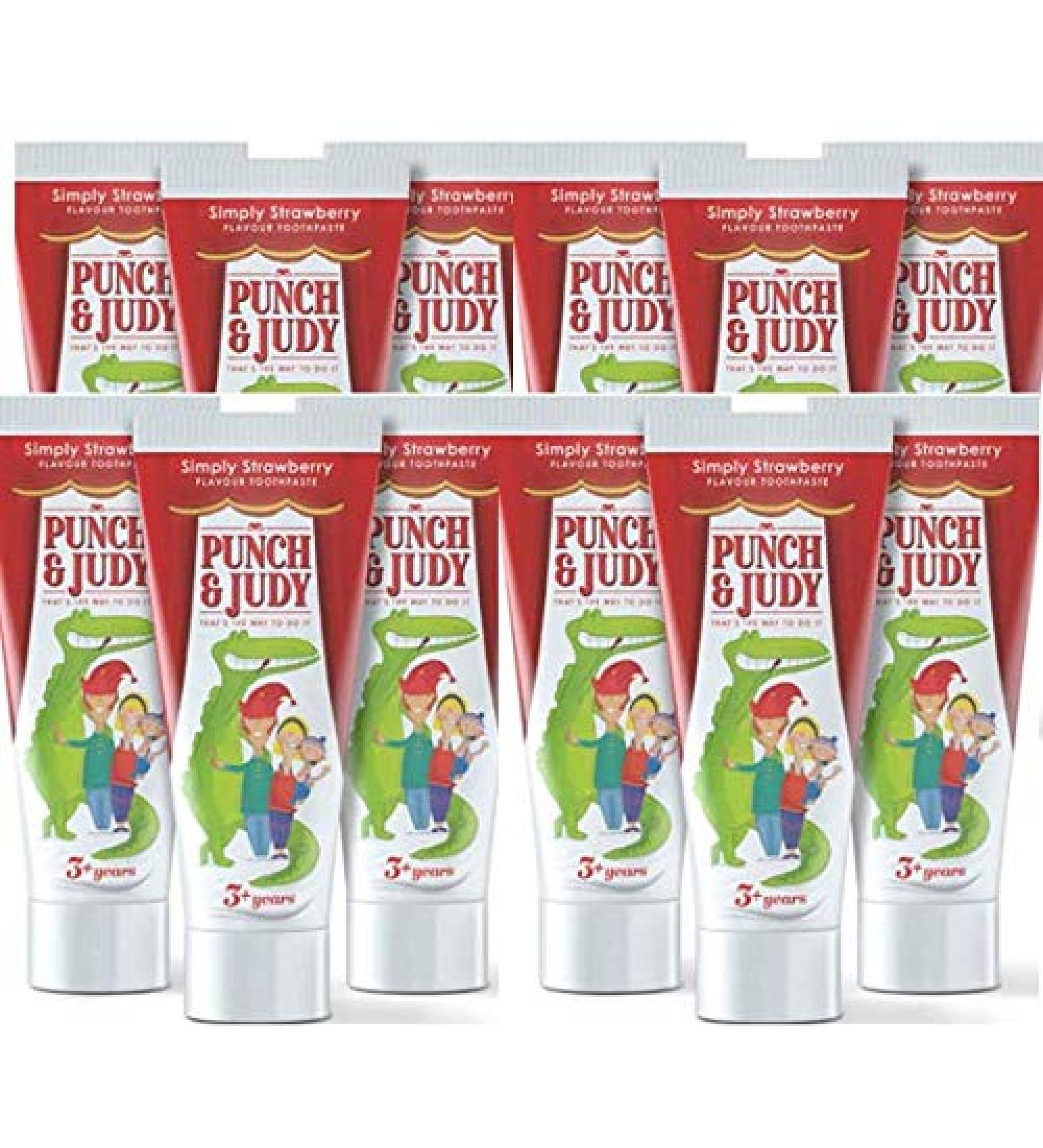 Punch & Judy Kids Toothpaste - Simply Strawberry Flavour 3+ Years Fluoride Sugar Free (12 x 50ml) 77 g (Pack of 12) - Buy Online on GoSupps.com