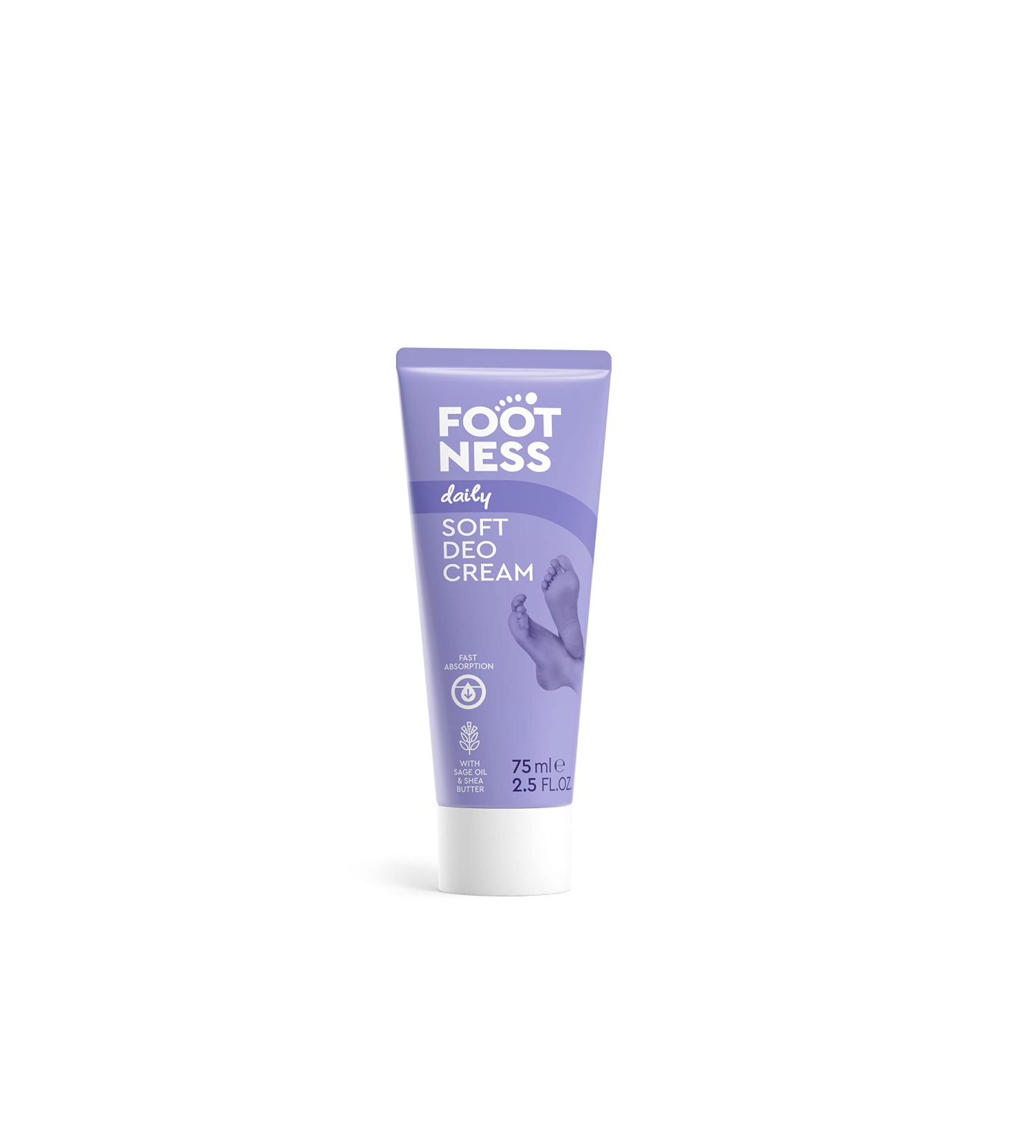FOOTNESS Soft Deo Foot Cream - 3 in 1 Moisturizer for Silky Soft Deodorized Feet - 75 ml - Buy Online on GoSupps.com