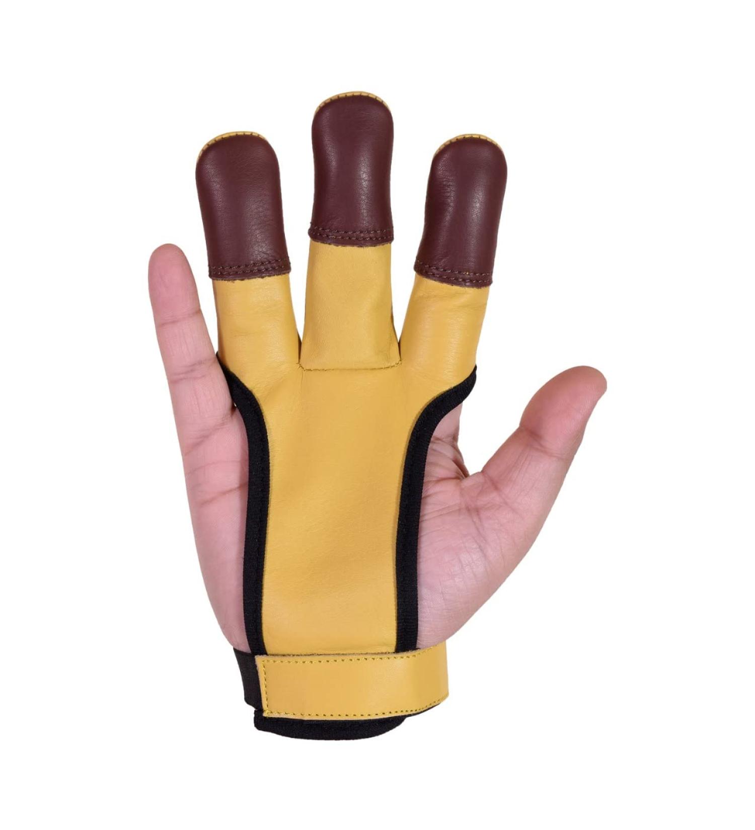 Genuine Leather Archery Gloves - Handmade Three Finger Tabs for Hunting & Shooting | Arrow Guard Protection | Sizes S, M, L - Men Women Beginners - Buy Online on GoSupps.com