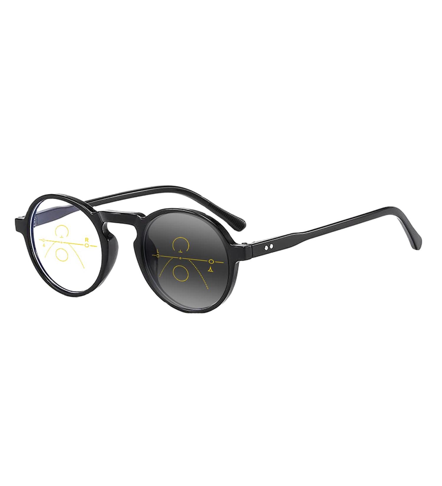 Buy Near Far Multifocal Progressive Men's Black Transparent Retro Round Acetate Transition Photochromic Reading Glasses - 175 Reading Power International Shipping Available - Buy Online on GoSupps.com