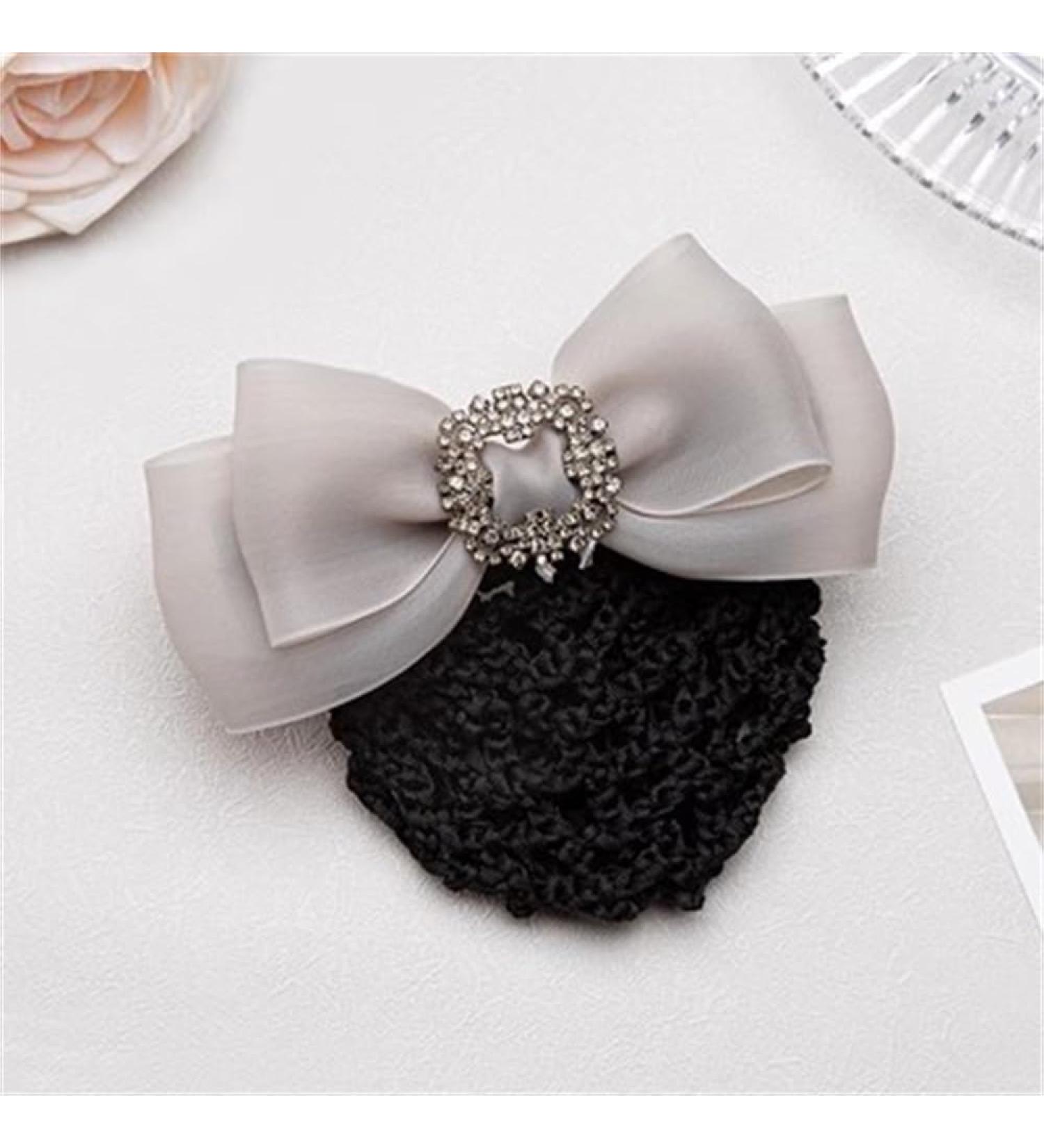 Women Bun Net Women's Work Plate Headdress Hair Accessories(Grey Style 2)