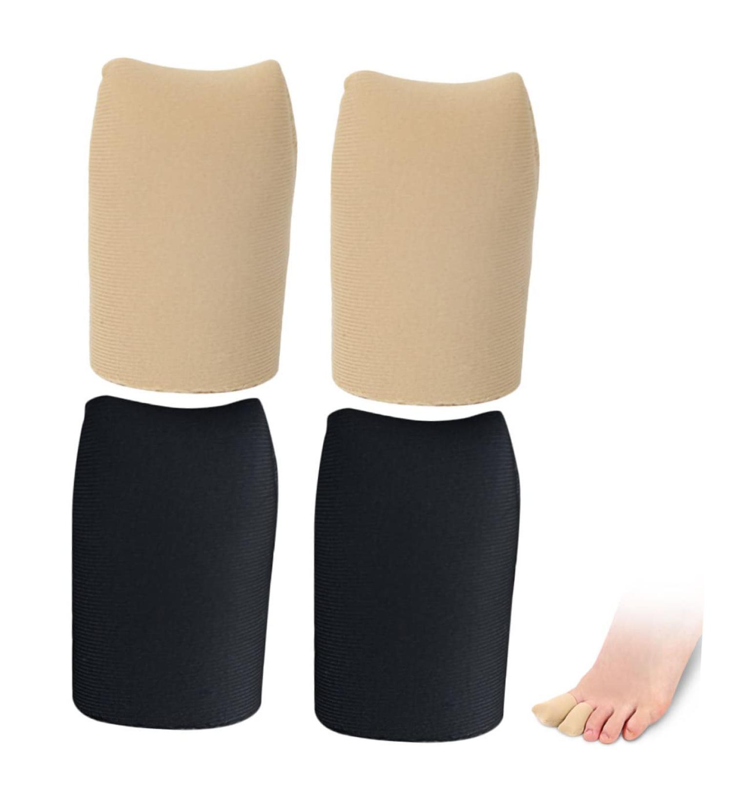 Healvian Silicone Gel Toe Sleeves - 2 Pairs | Toe Protector Caps for Hand and Toes | Flexible Fabric Cover | Nylon Material | 4x2.7cm - Buy Online on GoSupps.com