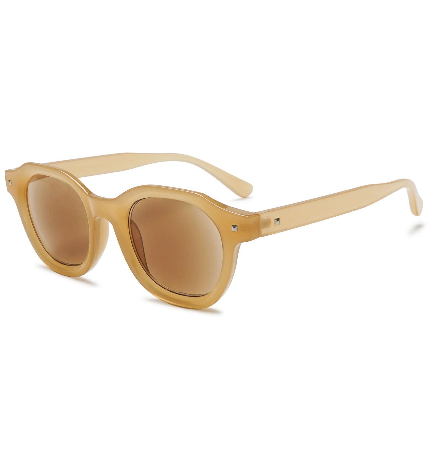 Vevesmundo Women s Retro Round Sunglasses - Blue Light Filter Reading Glasses with 1.0x Visual Strength & UV Protection - Yellow Sunny Glasses for Eye Health - Buy Online on GoSupps.com