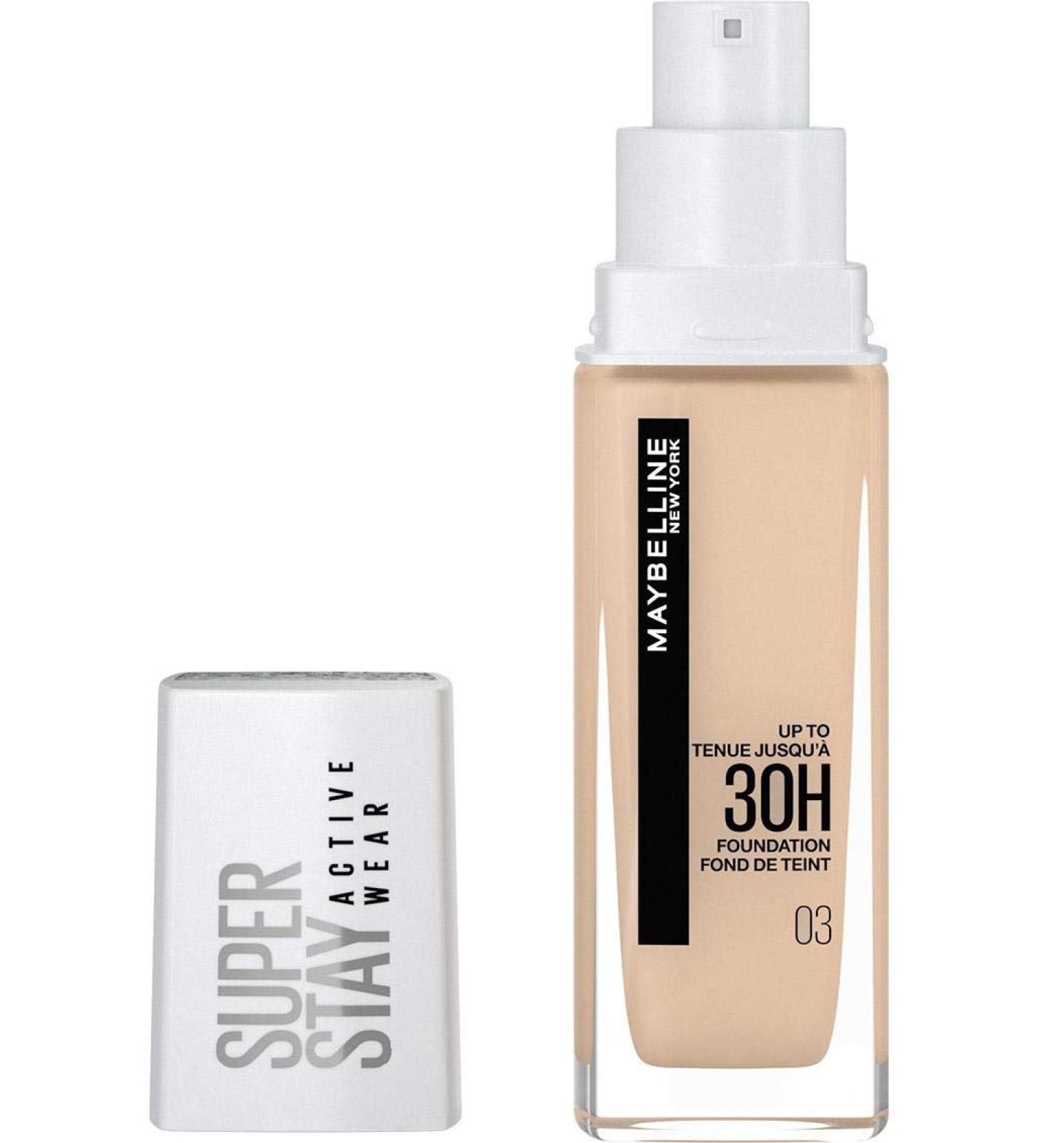 Buy Maybelline New York Super Stay Active Wear Foundation No. 3 True Ivory - Waterproof Long-Lasting & High Opacity Makeup - 30ml International Shipping - Buy Online on GoSupps.com