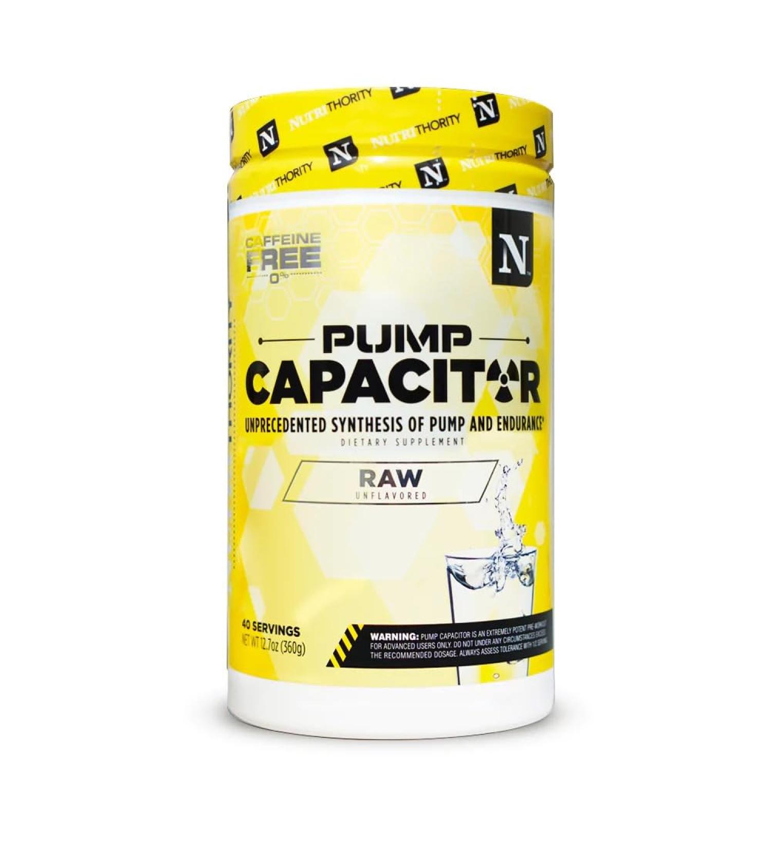 Nutrithority Pump Capacitor Non-Stimulant Sugar-Free Pre Workout for Men & Women Unflavored 40 Servings - Nitric Oxide Booster Intense Focus Powerful Pumps & Strength Gains - Buy Online on GoSupps.com