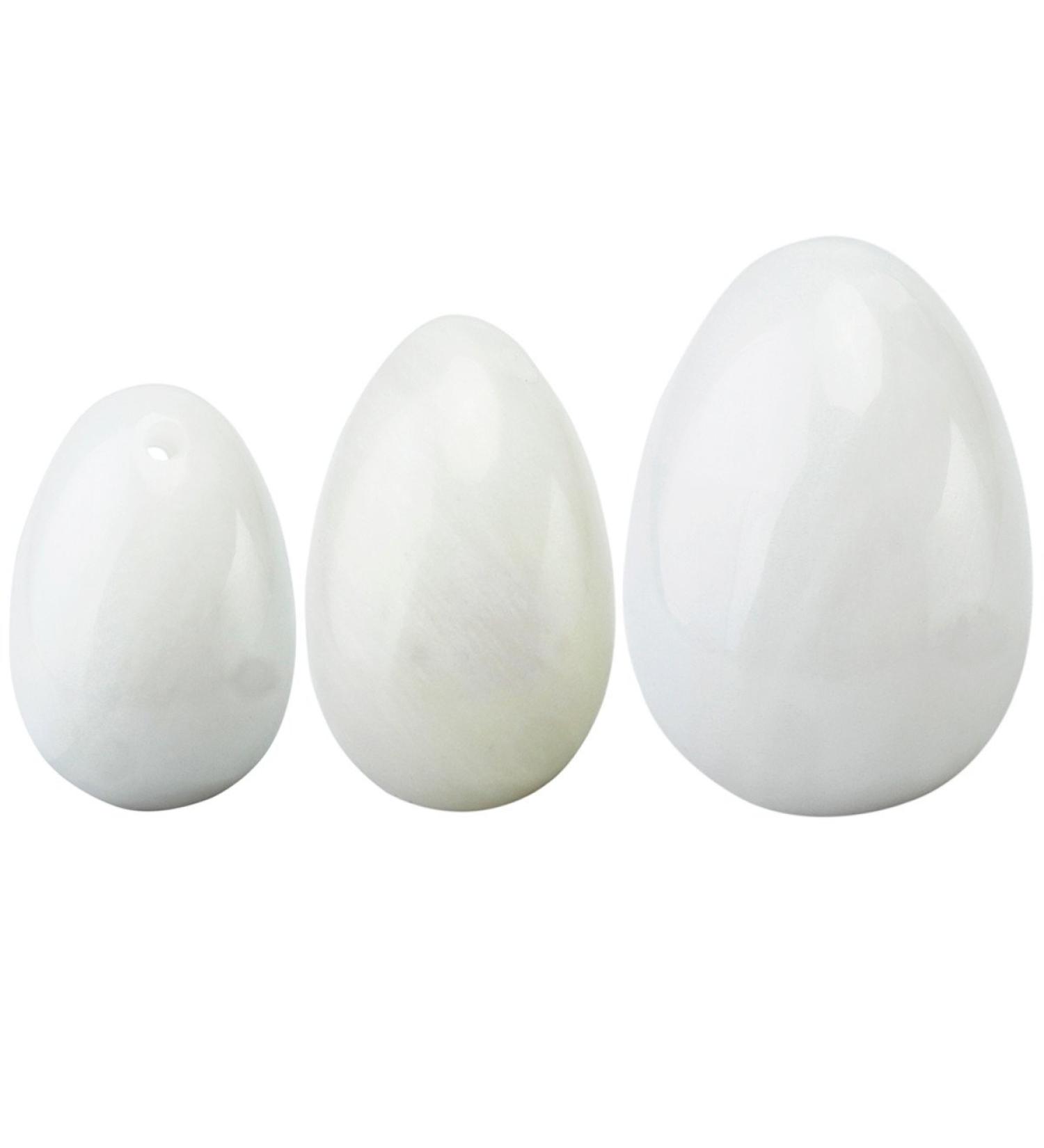 Mookaitedecor White Jade Yoni Egg Balls Set 3 Sizes for Pelvic Floor Strengthening & Relaxation | Postpartum Vagina Care - Buy Online on GoSupps.com