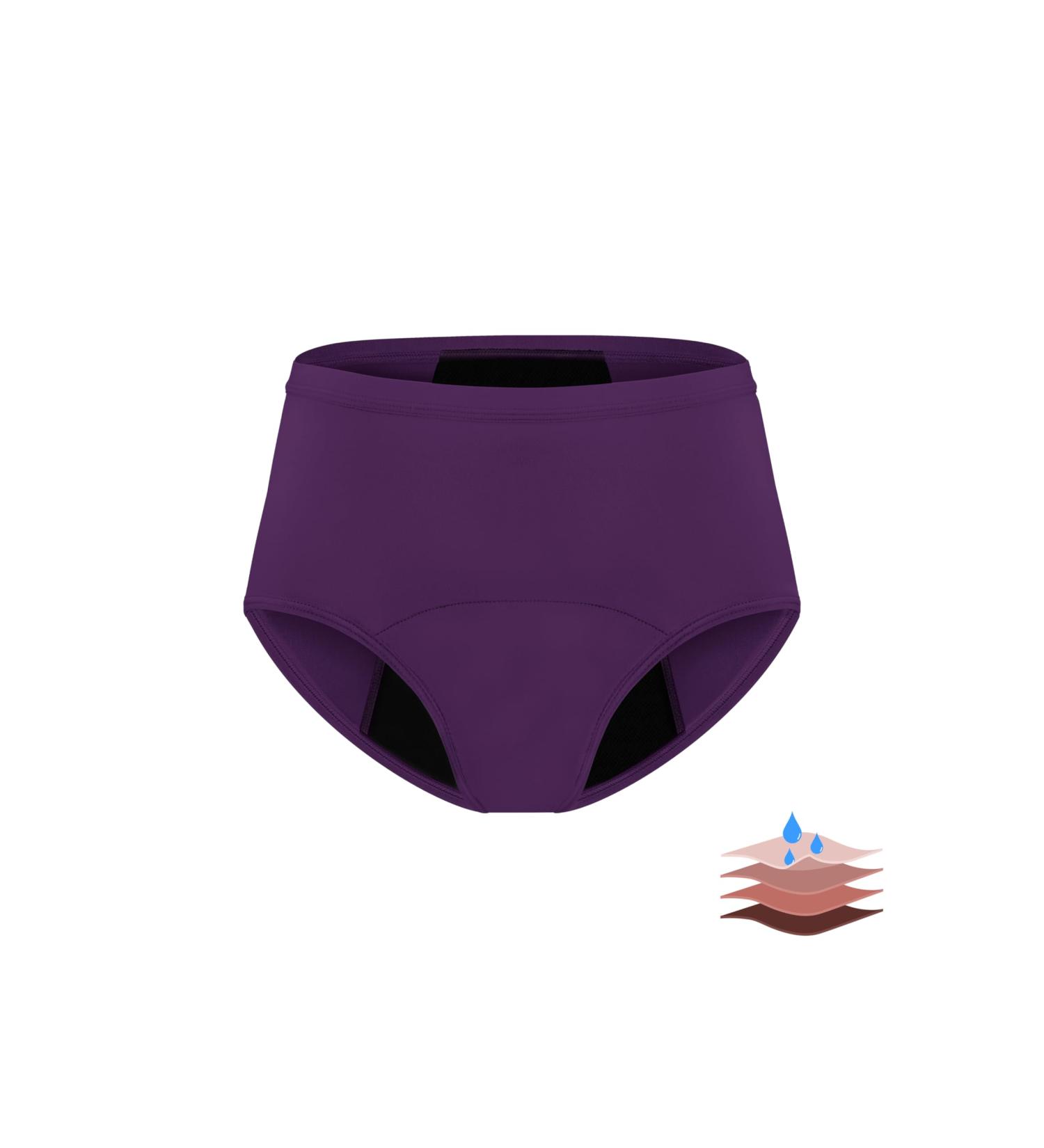Leovqn Lace Trim Period Pants for Women - Menstrual Underwear Heavy Flow Knickers, Postpartum Briefs - M Purple - Buy Online on GoSupps.com