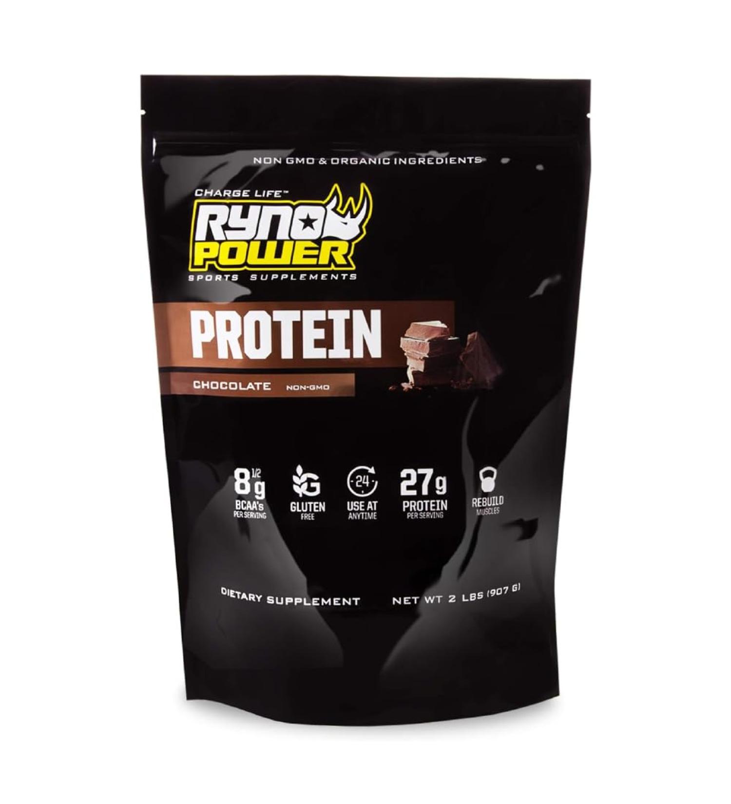 Buy Ryno Power All Natural Whey Protein 2lb - Chocolate Flavor Non-GMO 100% Whey No Fillers 20 Servings - International Shipping Available - Buy Online on GoSupps.com