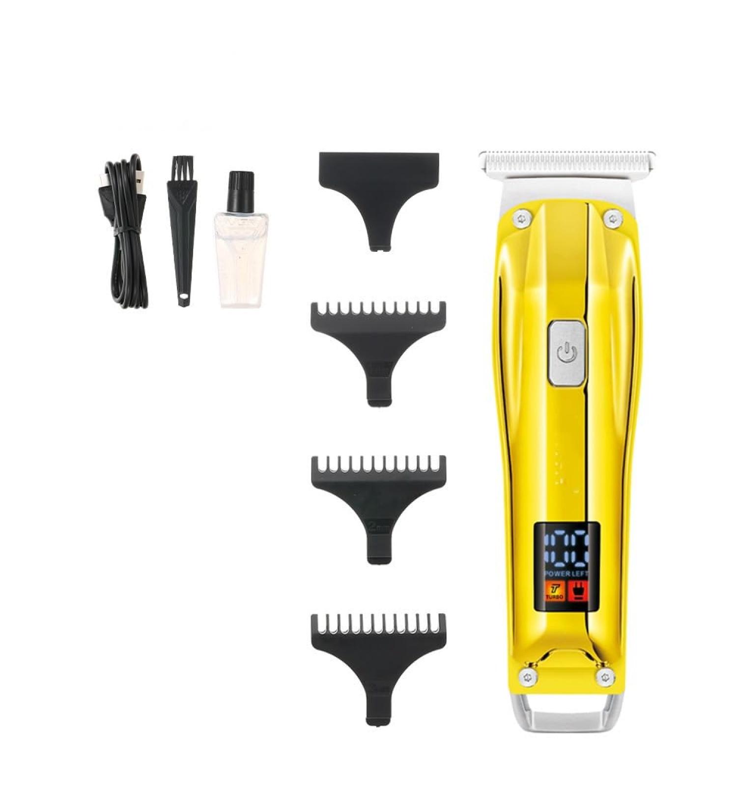 Buy Gold Hair Clippers with LCD Display - Electric Pusher & Scissors for Barbers | International Shipping - Buy Online on GoSupps.com