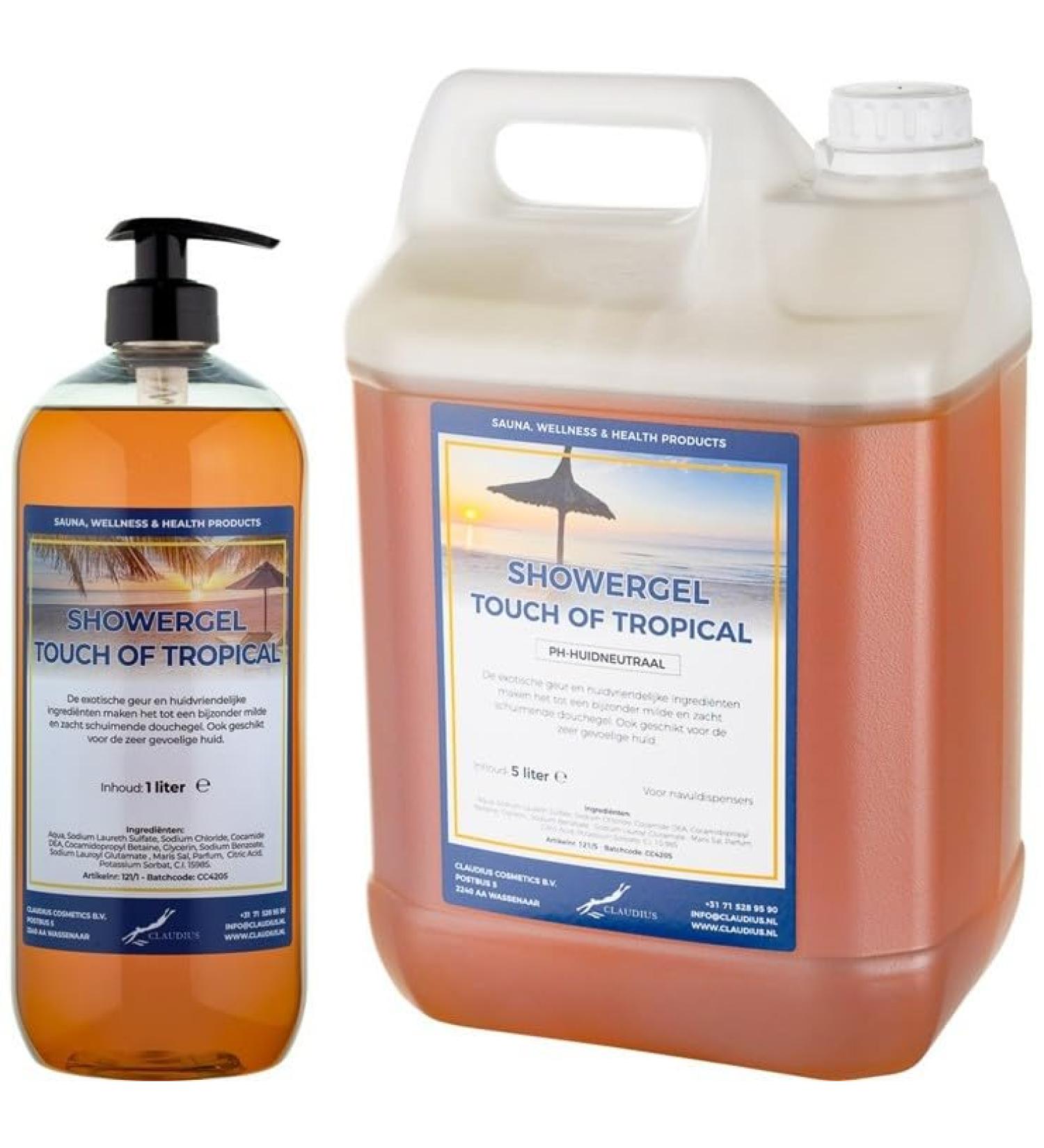 Claudius Showergel Touch of Tropical 5 liter + 1 liter met pomp transparant
