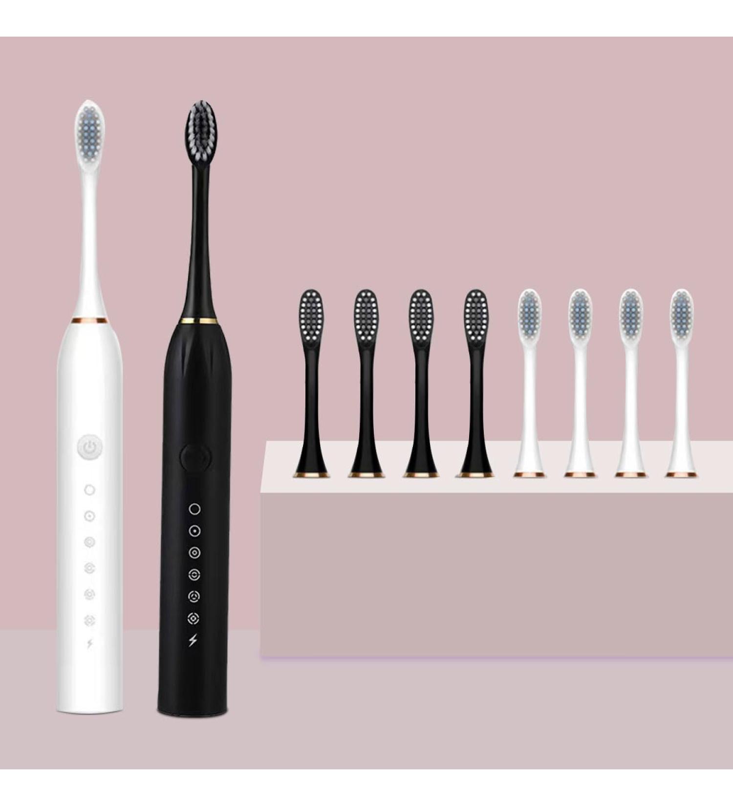 Two Pack Rechargeable Electric Toothbrushes for Adults & Teens - 8 Brush Heads Included | International Shipping - Buy Online on GoSupps.com