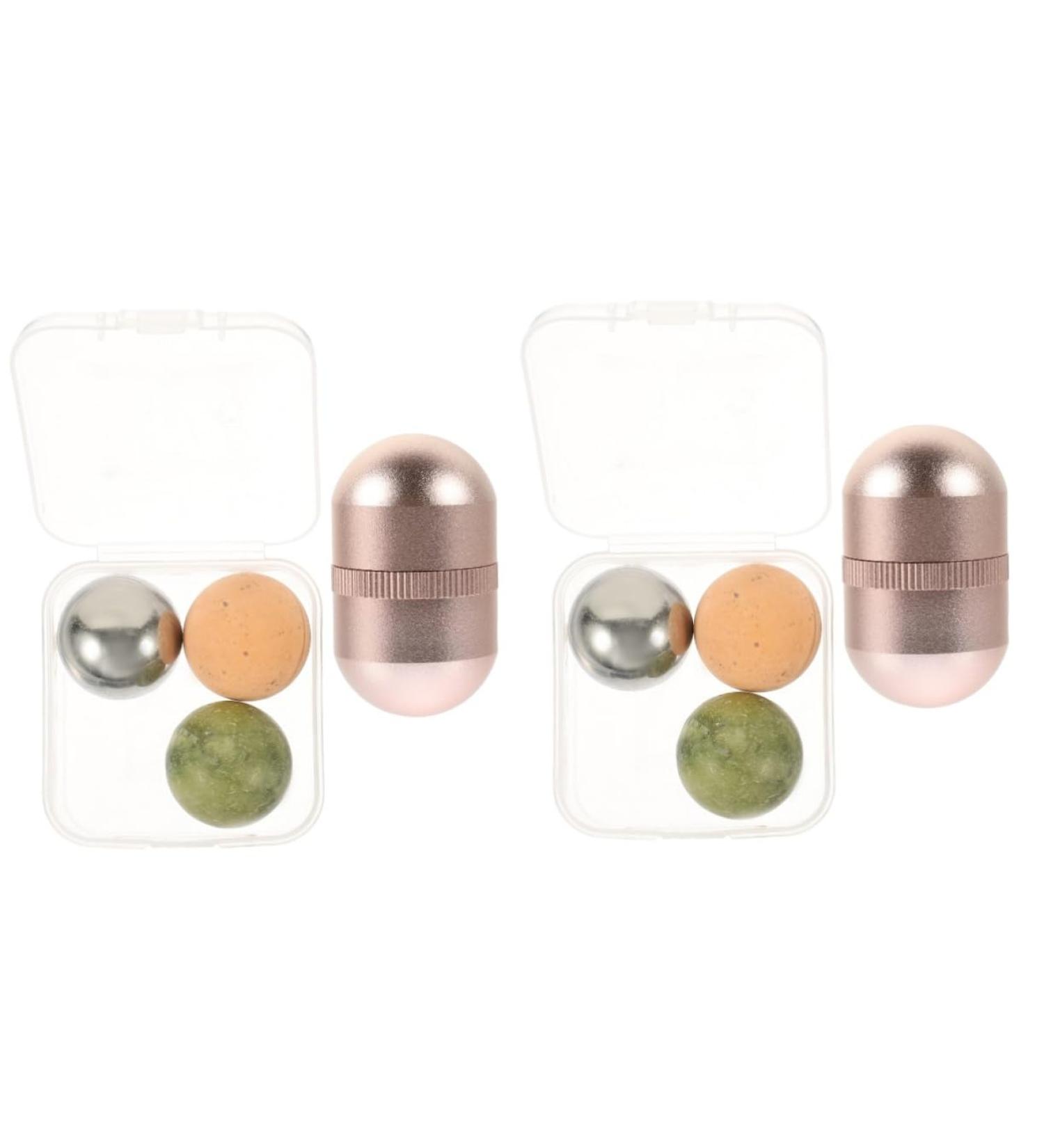 Balacoo 2 Sets Volcanic Stone Ball Beauty Massage Roller | Jade Face Massager & Eye Roller for Tightening & Relaxation - International Shipping Available - Buy Online on GoSupps.com