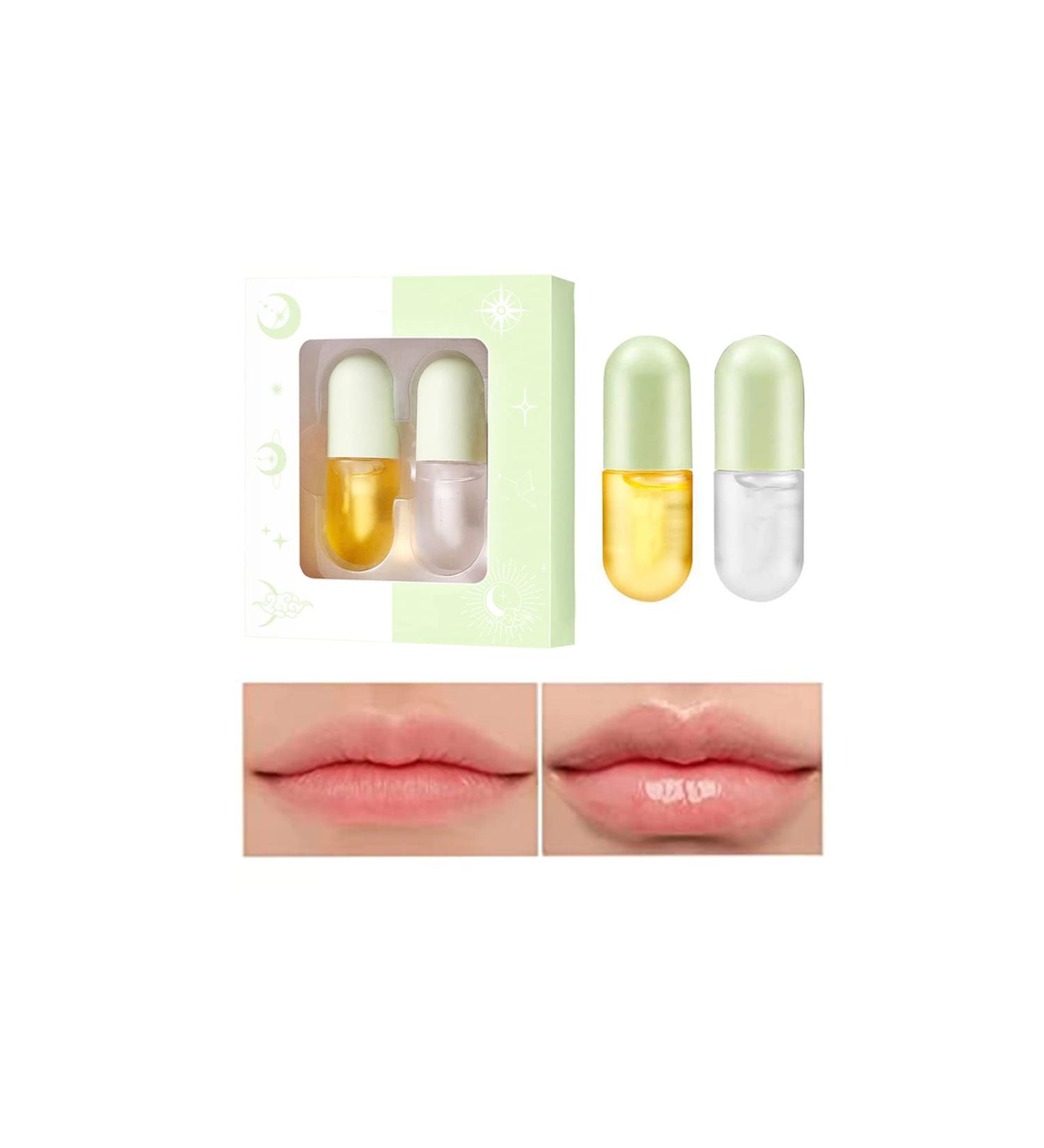 Natural Lip Plumper & Care Serum Set for Fuller, Moisturized Lips - Hydrating, Reduces Fine Lines - Day & Night Lip Enhancer (2pcs) - Buy Online on GoSupps.com