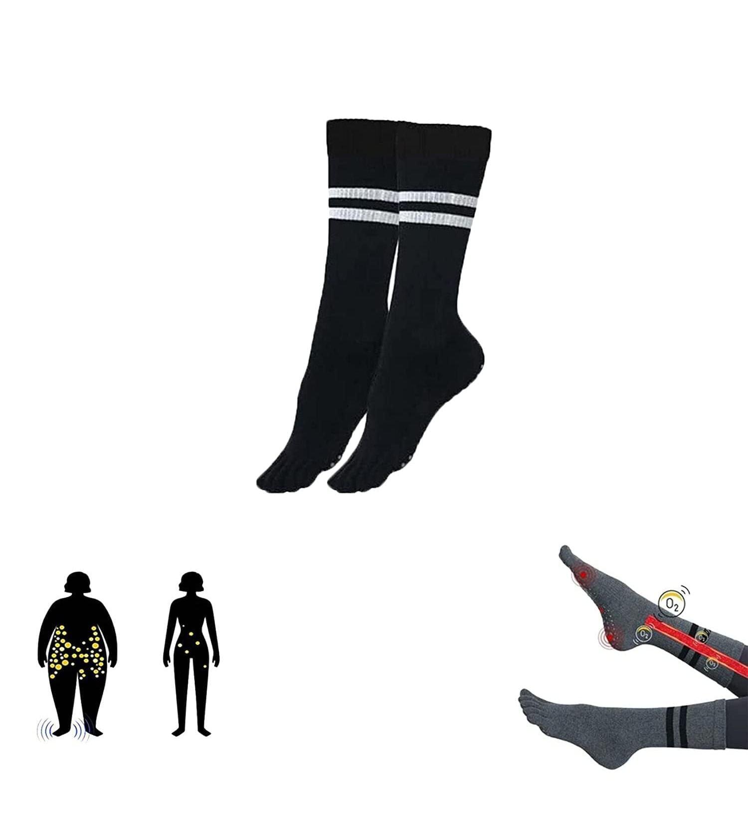 Healsox Anti-Edema Compression Socks - Tourmaline Self-Heating Health & Weight Loss Socks with Acupressure & Magnetic Foot Massage (Black) - Buy Online on GoSupps.com
