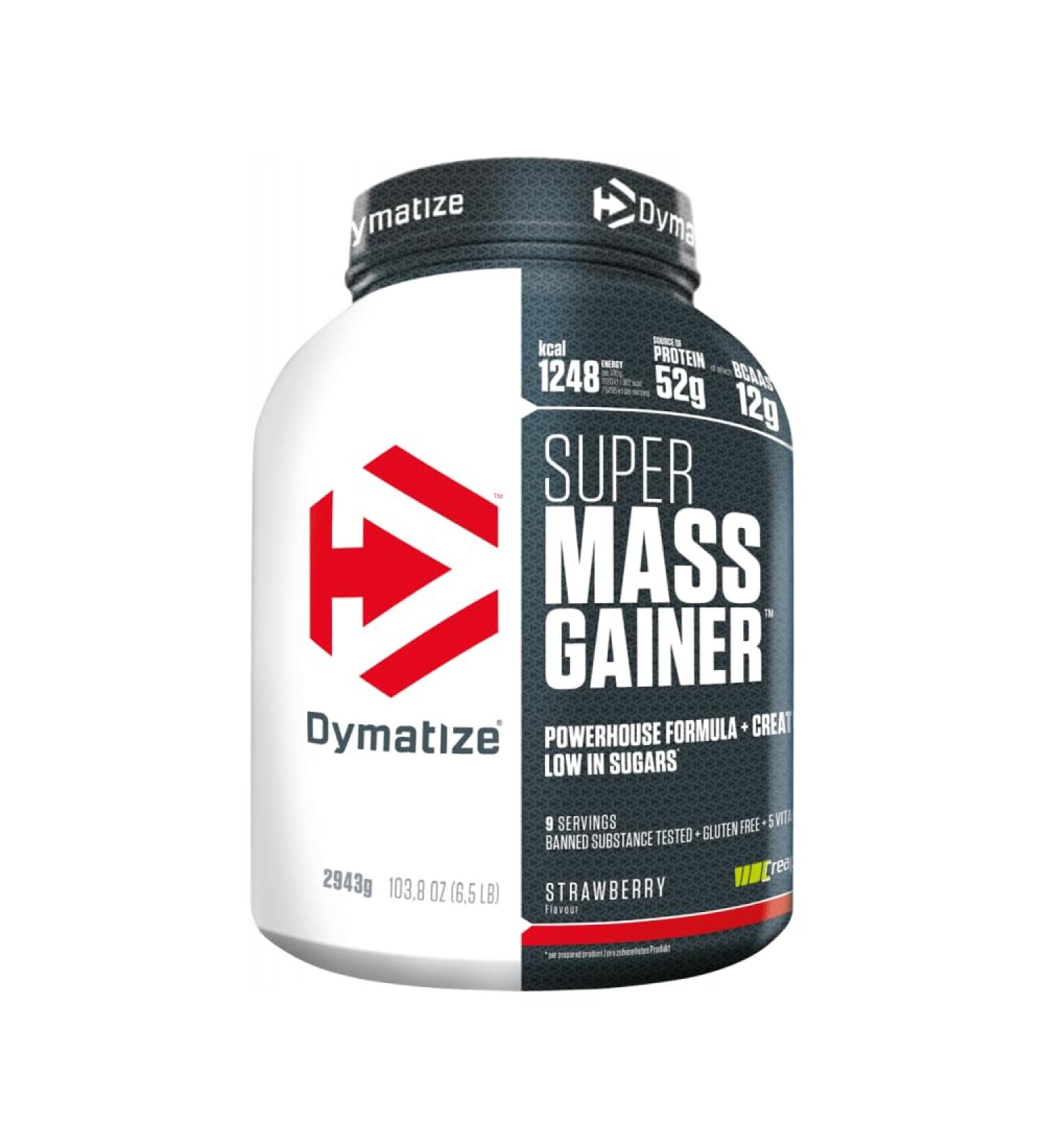 Dymatize Super Mass Gainer Glucide Fraise 2 9 kg - Poudre Weight-Gainer + Glucides BCAA et Cas ine - Buy Online on GoSupps.com