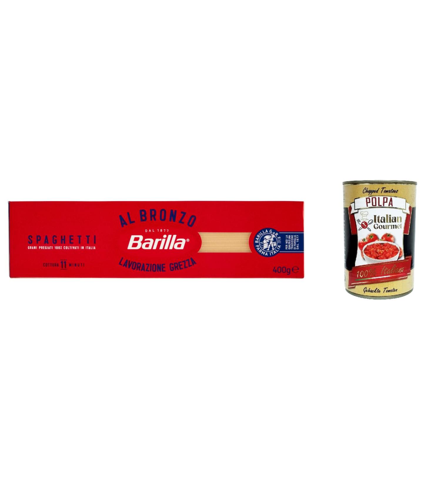  Italian Gourmet E.R. Barilla Spaghetti al Bronzo Bronze 400g Raw Processing Method + Italian Gourmet Pulpa 400g (Pack of 5) - Buy Online on GoSupps.com