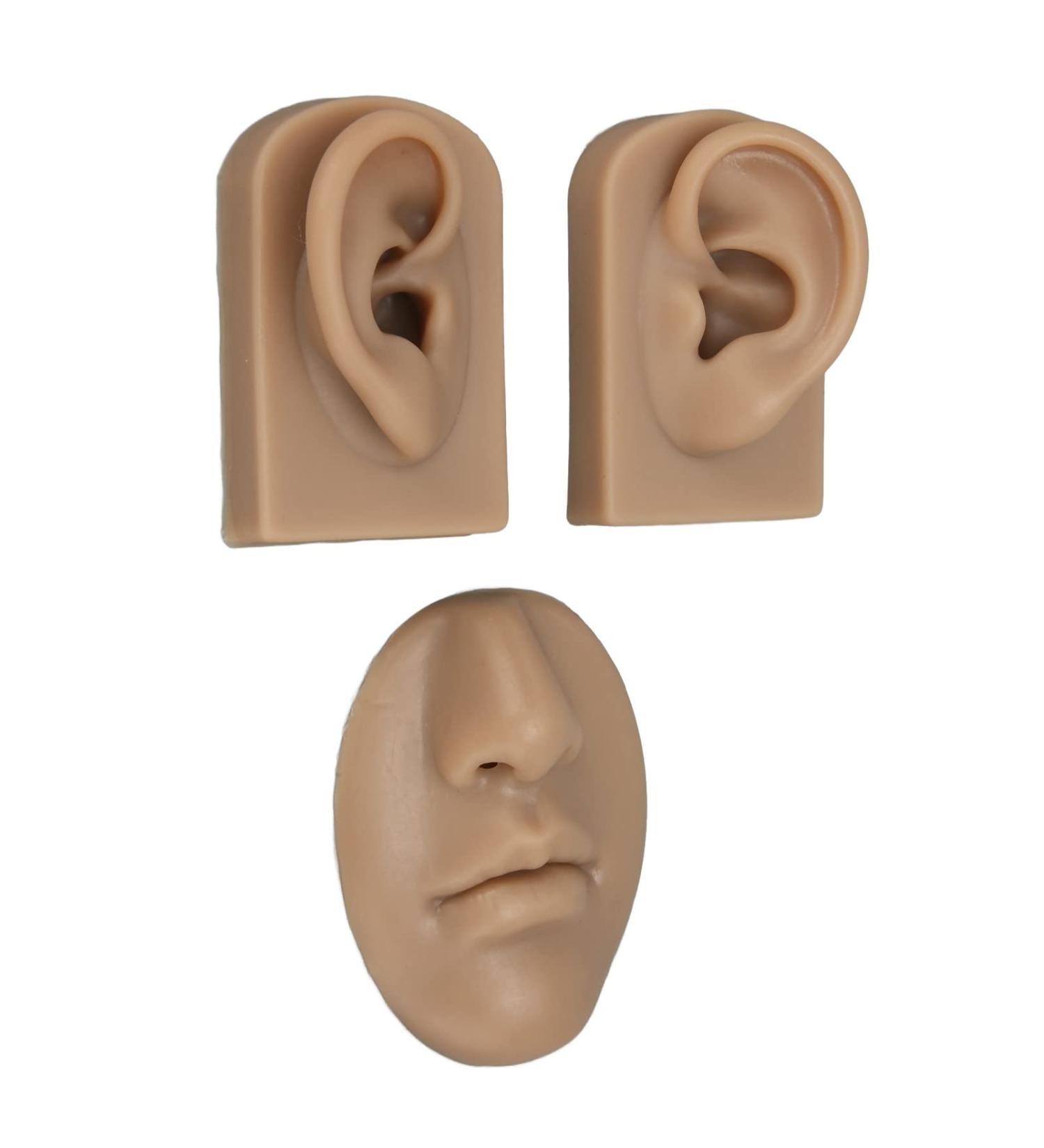 Pilipane Professional 3D Silicone Nose Mouth & Ear Piercing Practice Model - Dark Skin Color | Ideal for Piercers & Artists - Buy Online on GoSupps.com
