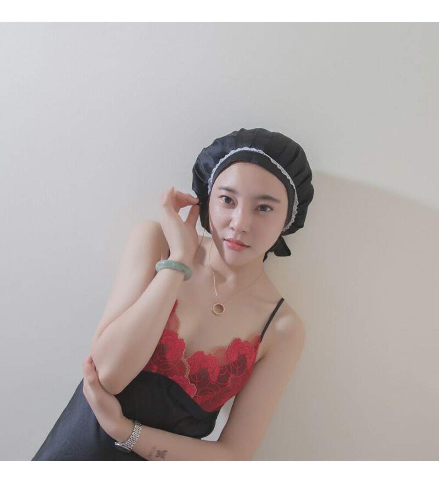 Superlike 100% Pure Mulberry Silk Black Night Cap for Women - Adjustable and Traceless Sleep Hat - One Size - Buy Online on GoSupps.com
