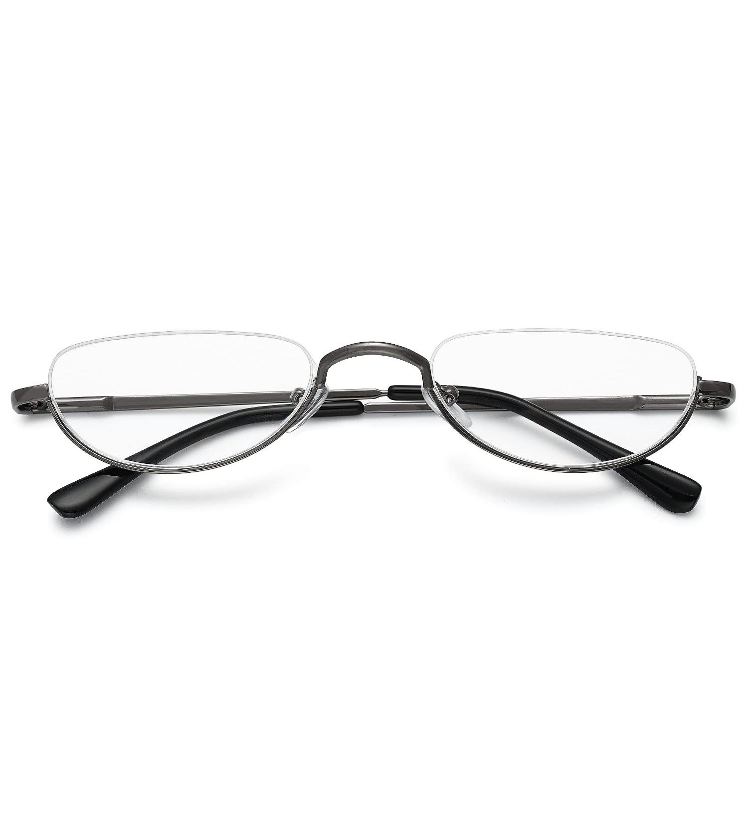 Vevesmundo Metal Reading Glasses Half-Moon Design | 3.5 Diopter Semi-Frame Glasses for Men & Women - Stylish Visual Aid - Buy Online on GoSupps.com