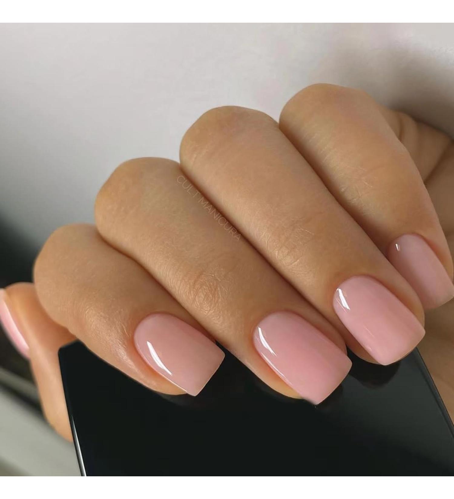 Shop Magrace Square Press on Nails - Short Fake Nails with Nude Pink French Tips | 24 PCS Acrylic Full Cover for Women & Girls (A-4 - Buy Online on GoSupps.com