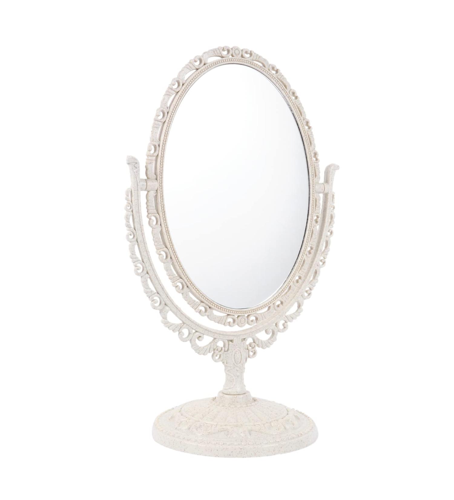Beaupretty Vintage Oval Desktop Makeup Mirror with Stand - Swivel Double Sided Vanity Cosmetic Mirror - Buy Online on GoSupps.com