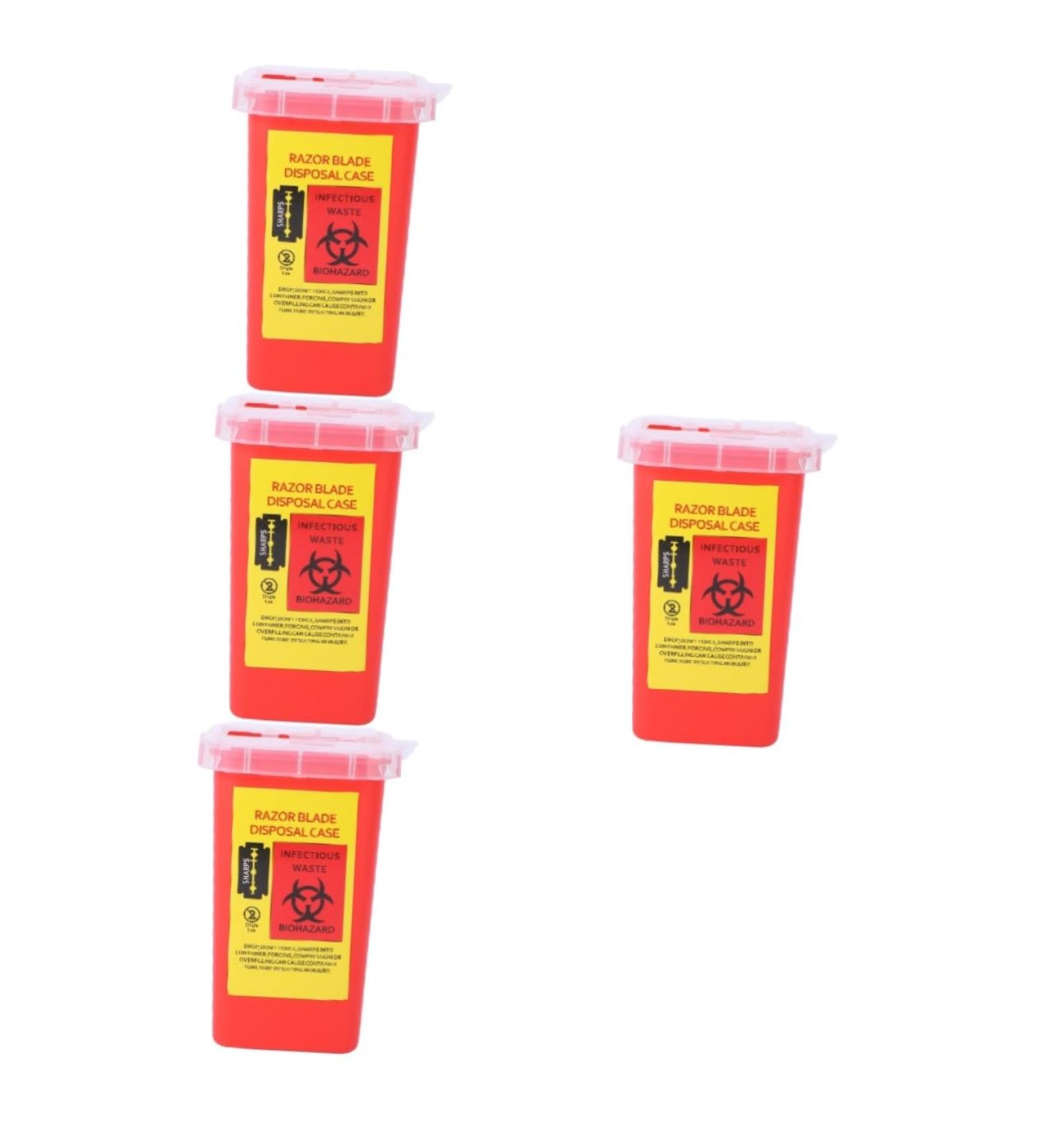 Angoily 4-Piece Hairdressing Blade Storage & Disposal Holder - Travel-Friendly Barbershop Waste Container for Sharp Objects - Red - Buy Online on GoSupps.com