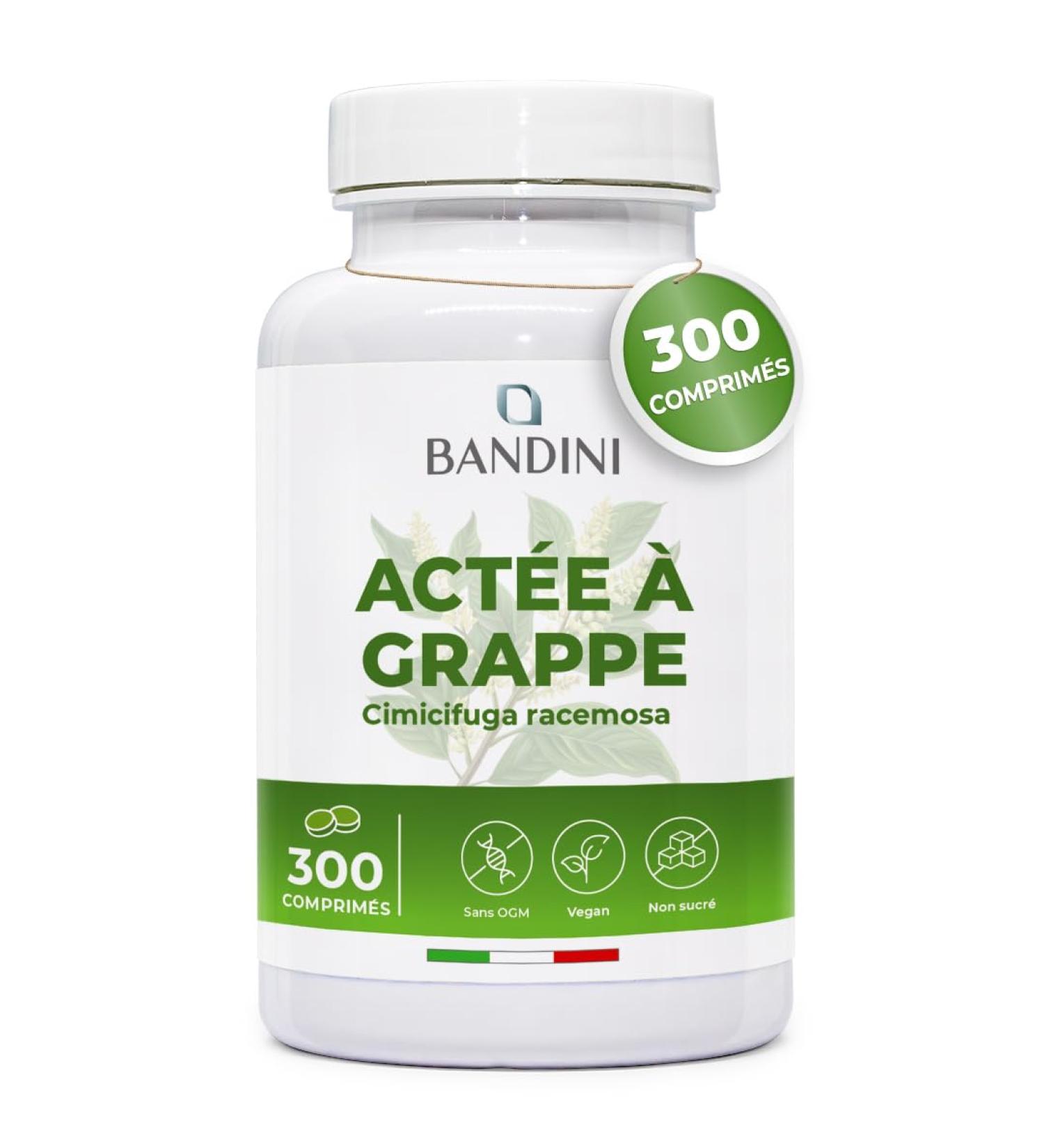 Bandini Act e grappe 300 comprim s | Cimicifuga racemosa ou Actaea racemosa rhizome extrait sec | Compl ment alimentaire Vegan | 300 mg par dose quotidienne | Suppl ment Naturel et V g talien - Buy Online on GoSupps.com