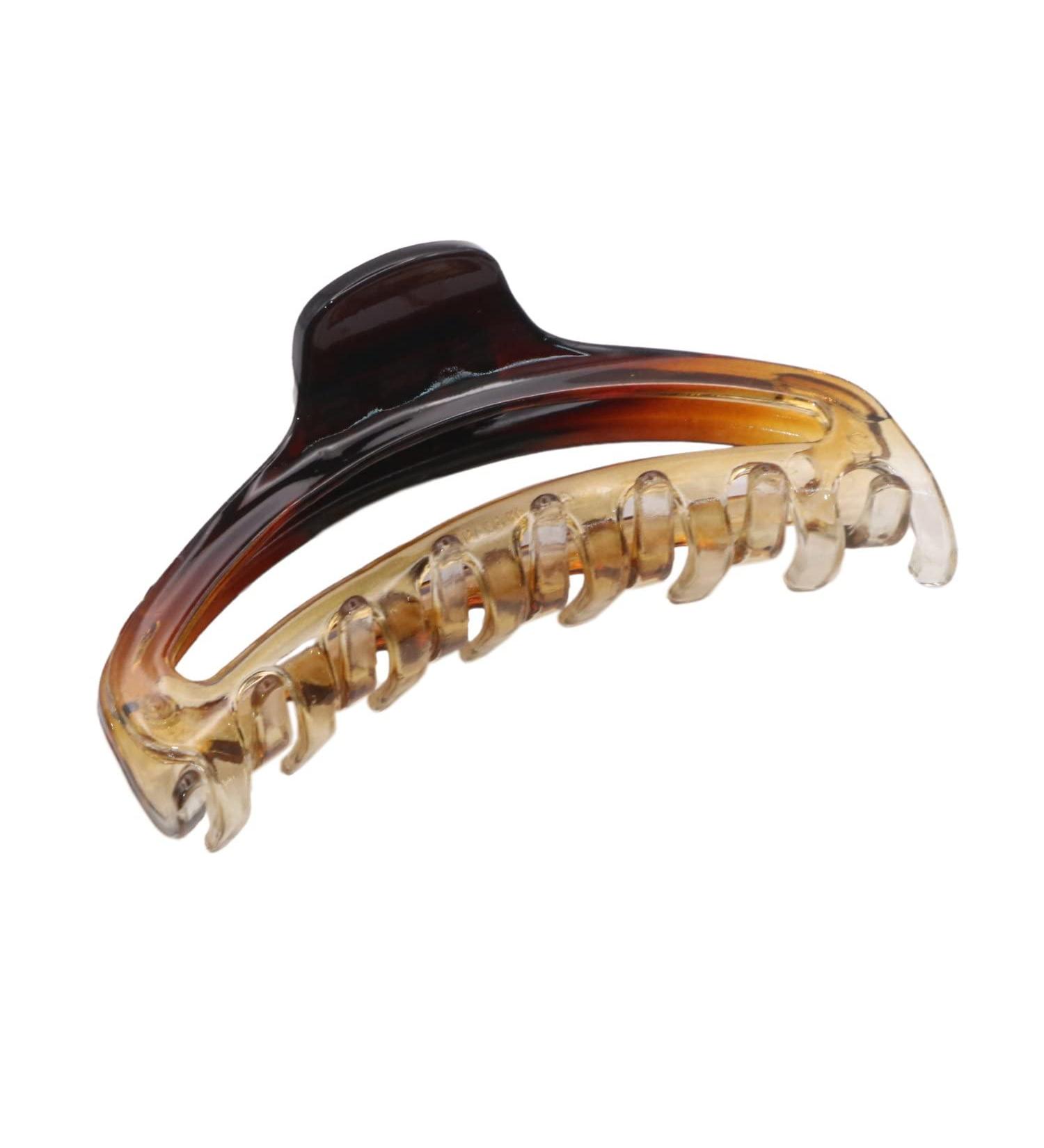 Parcelona French Slim Crystal Clear Tortoise Brown Celluloid Hair Claw Clip for Fine Hair - Women/Girls - Buy Online on GoSupps.com