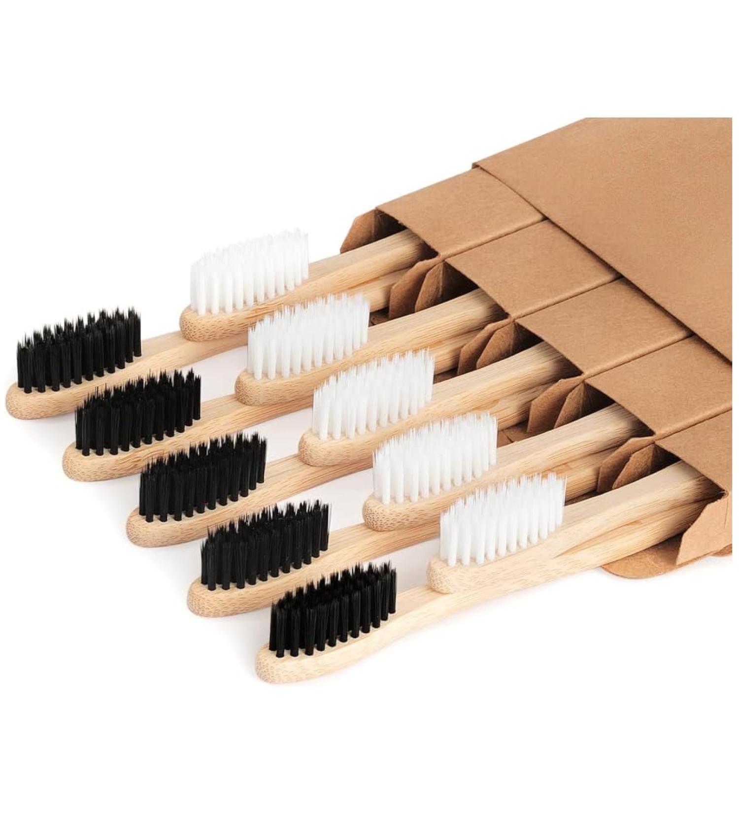 Eco-Friendly Bamboo Toothbrushes - 10 Piece Set for Sustainable Oral Care - Buy Online on GoSupps.com