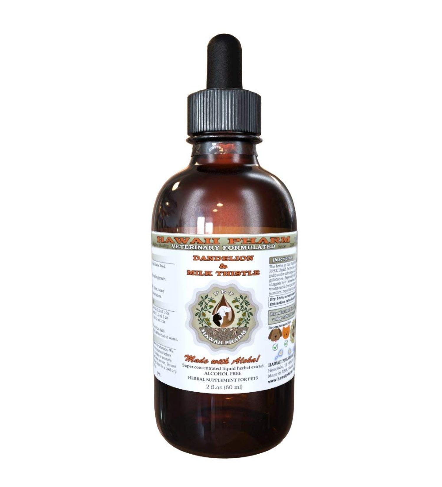 HawaiiPharm Dandelion/Milk Thistle Pet Herbal Supplement 2 oz - Alcohol-Free Liquid Extract for Veterinary Use - Buy Online on GoSupps.com