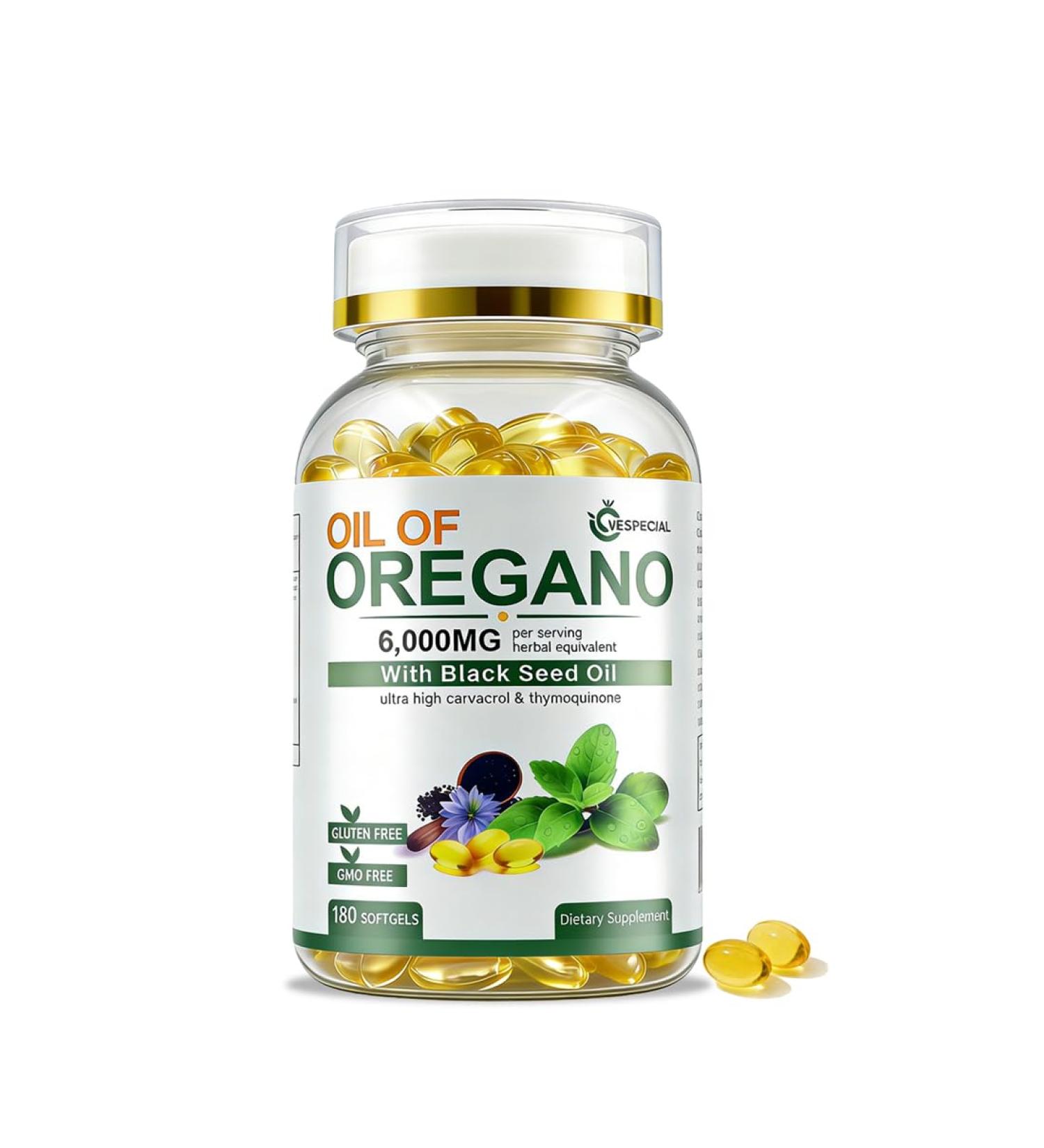 Vespecial Oil of Oregano with Black Seed Oil 180 Softgels | 2-in-1 Herbal Oregano Supplement with High Strength Carvacrol & Thymoquinone for Immune Support | Non-GMO Plant Based - Buy Online on GoSupps.com