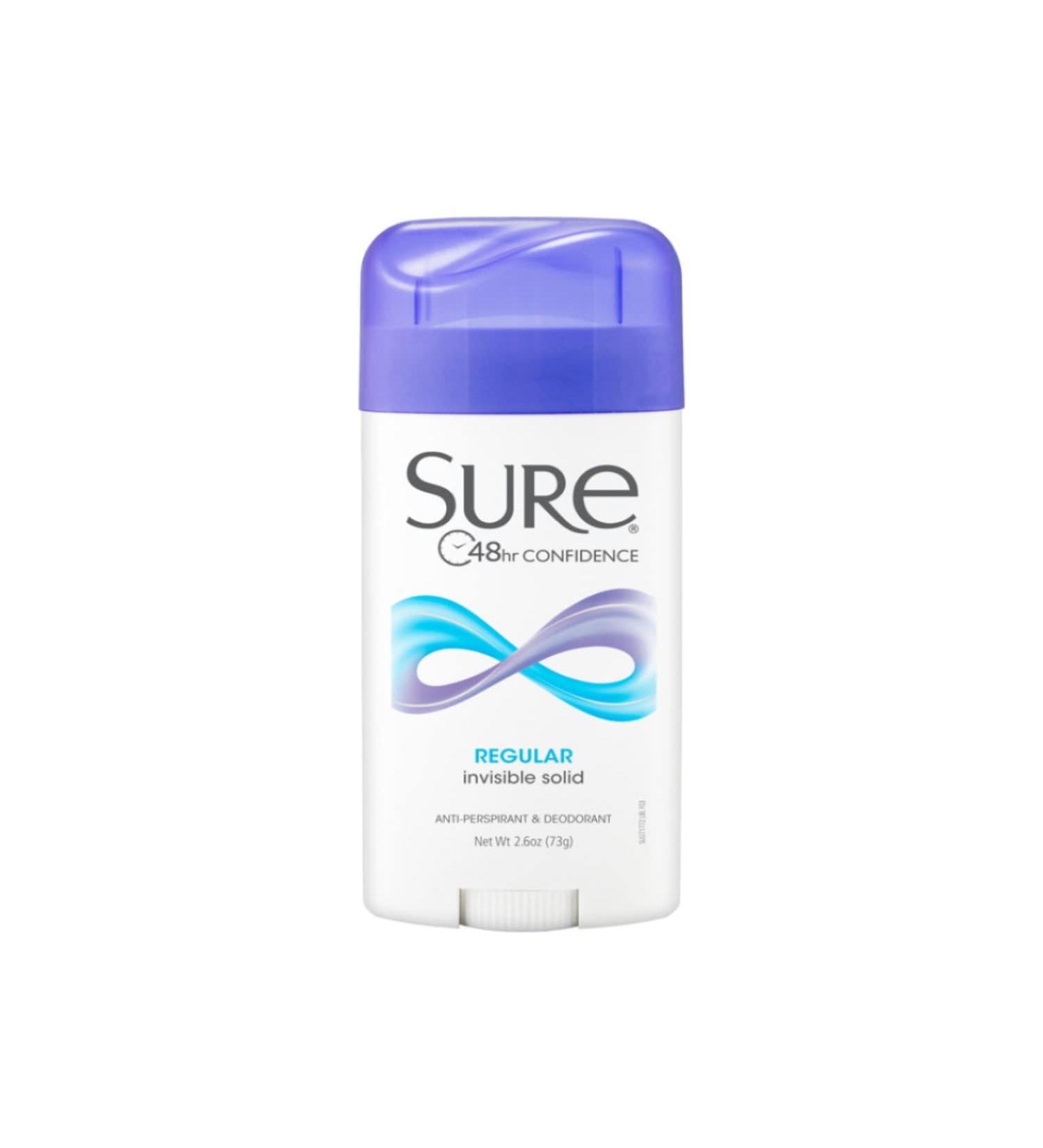 Sure Invisible Solid Anti-Perspirant Deodorant Regular Scent 2.6 oz - Pack of 6 - Buy Online on GoSupps.com