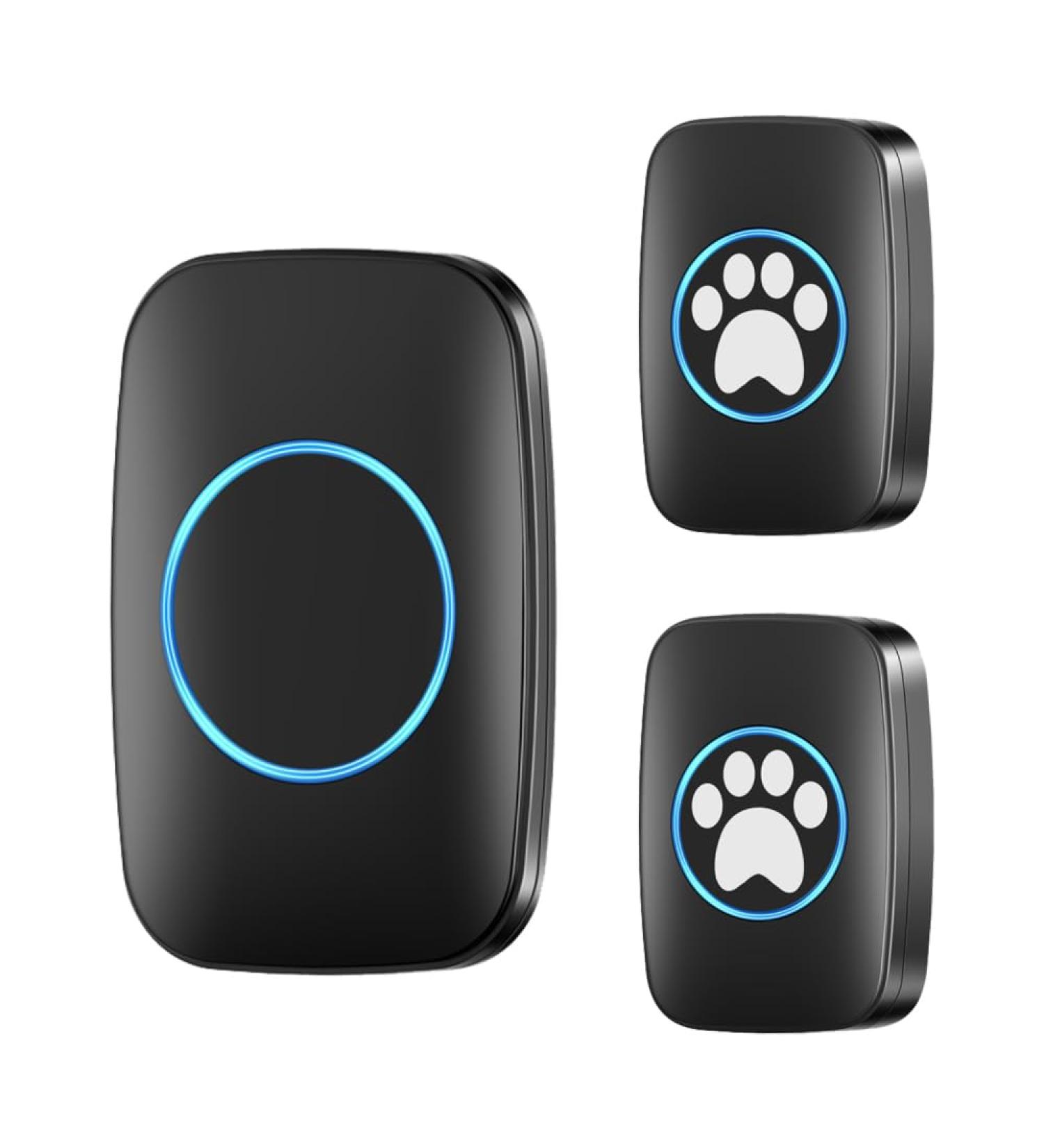 Wireless Dog Doorbell - Waterproof Litter Bells with 300m Range 60 Ringtones & Adjustable Volume - Intelligent LED Flash - 2 Transmitters + 1 Receiver - Buy Online on GoSupps.com