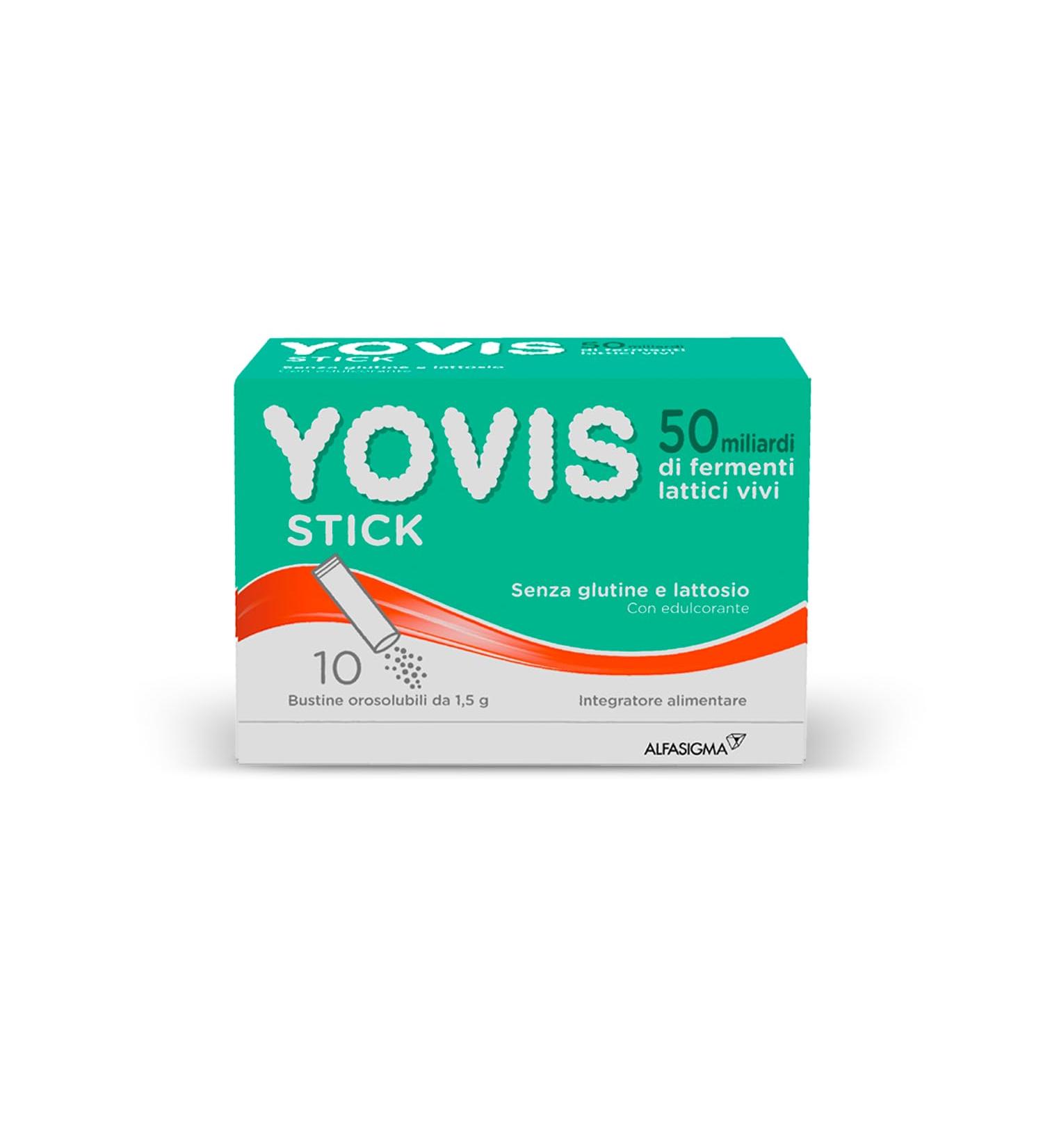 Alfasigma SpA YOVIS Stick Probiotics for intestinal wellbeing 50 billion living milk holidays glutyl and lactose free 10 golden soluble sachets - Buy Online on GoSupps.com