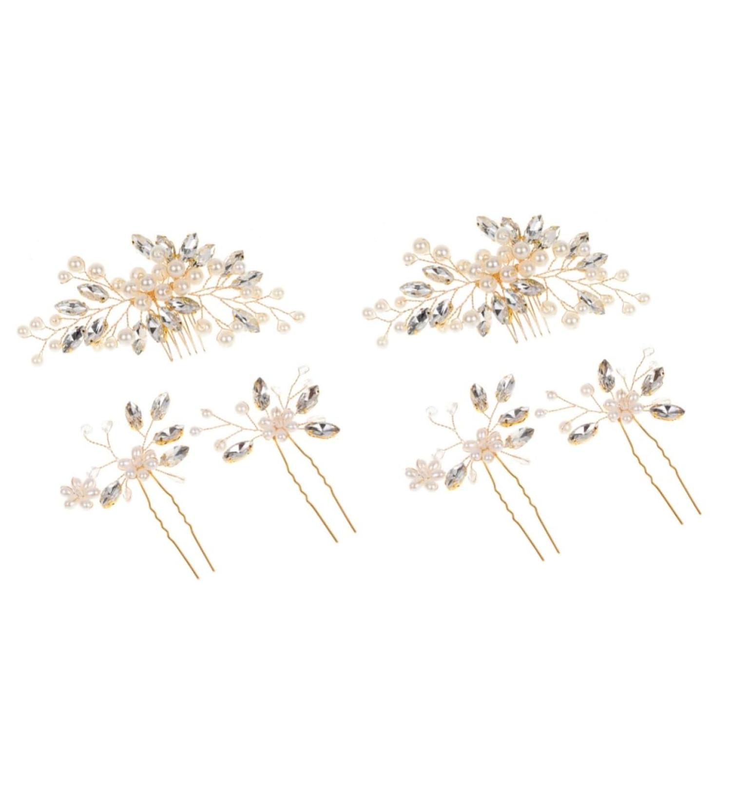 minkissy 2 Sets Hairpin Decorative Hair Combs Pearl Hair Combs Decorative Headpiece Bridal Hair Combs Hair Accessories for Girls Braids Accessories Pearl Headpieces Wedding Zinc Alloy Bride - Buy Online on GoSupps.com