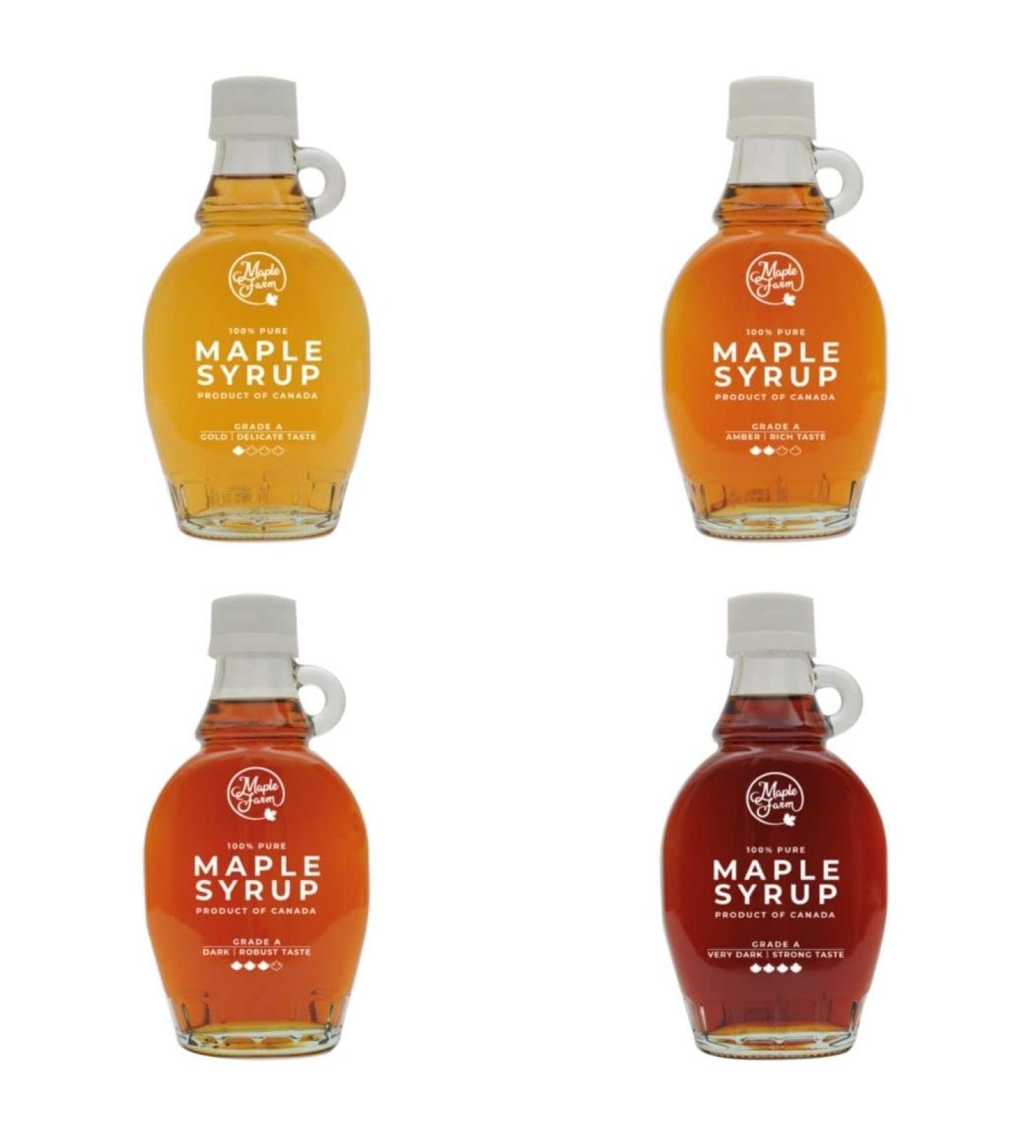 MapleFarm - Pure maple syrup. Tasting pack 4 variants: GOLD - AMBER - DARK - VERY DARK. Category A golden amber dark very - Buy Online on GoSupps.com